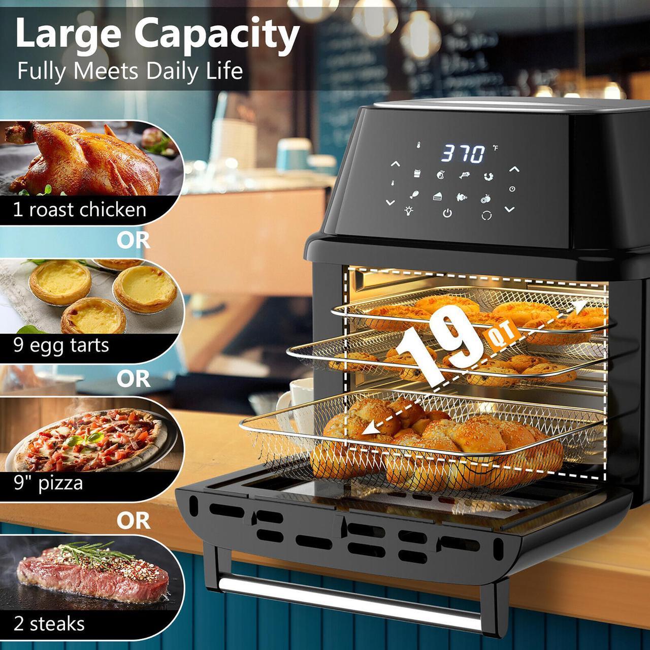 Alt view image 5 of 7 - Costway 19 QT Multi-functional Air Fryer Oven 1800W Dehydrator Rotisserie w/ Accessories