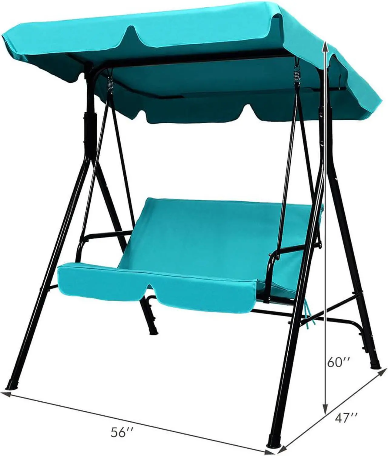 Alt view image 4 of 6 - Costway  Loveseat Patio Canopy Swing Glider Hammock Cushioned Blue