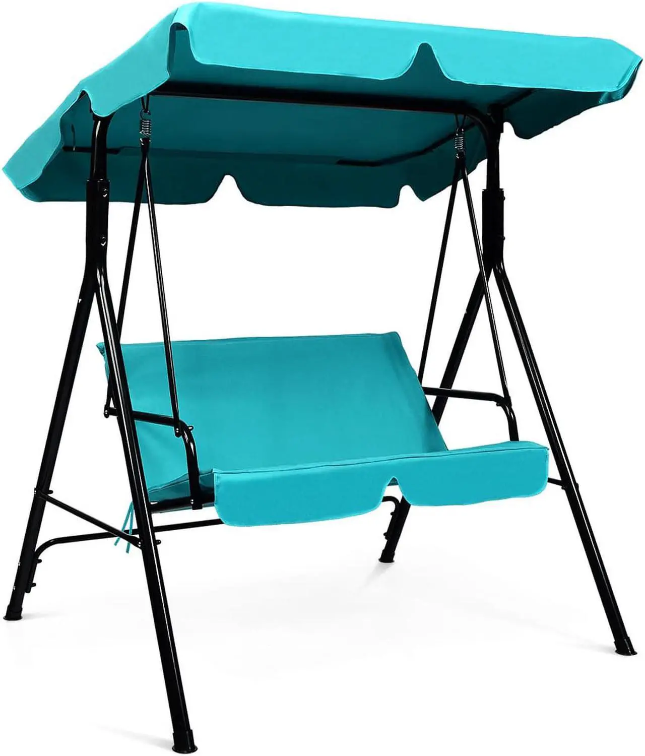 Alt view image 6 of 6 - Costway  Loveseat Patio Canopy Swing Glider Hammock Cushioned Blue