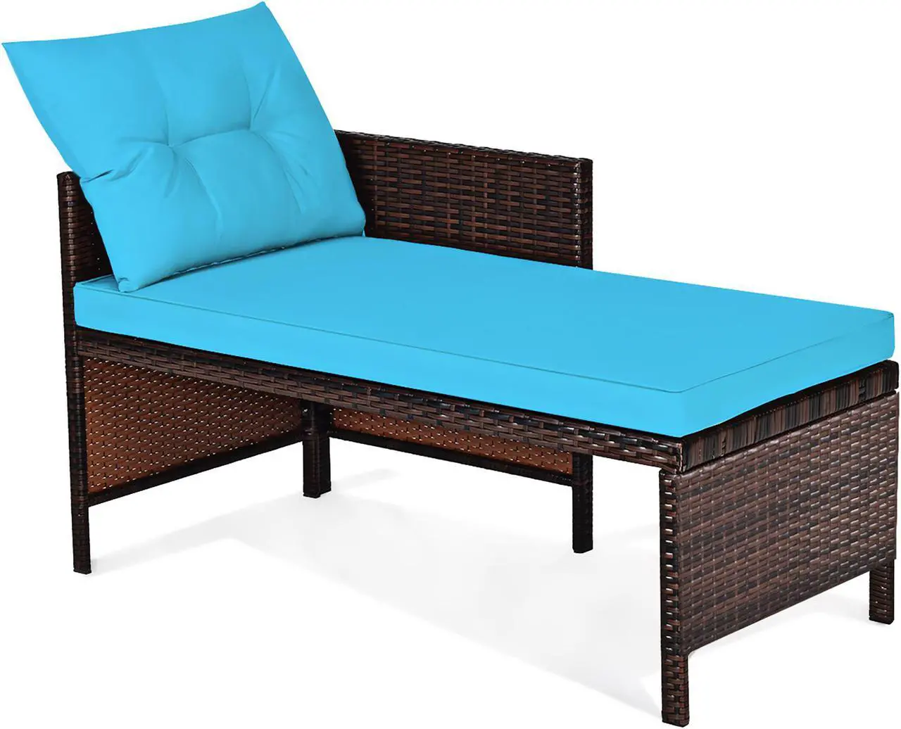 Alt view image 5 of 7 - Costway 3PCS Patio Wicker Rattan Sofa Set Outdoor Sectional Conversation Set Turquoise