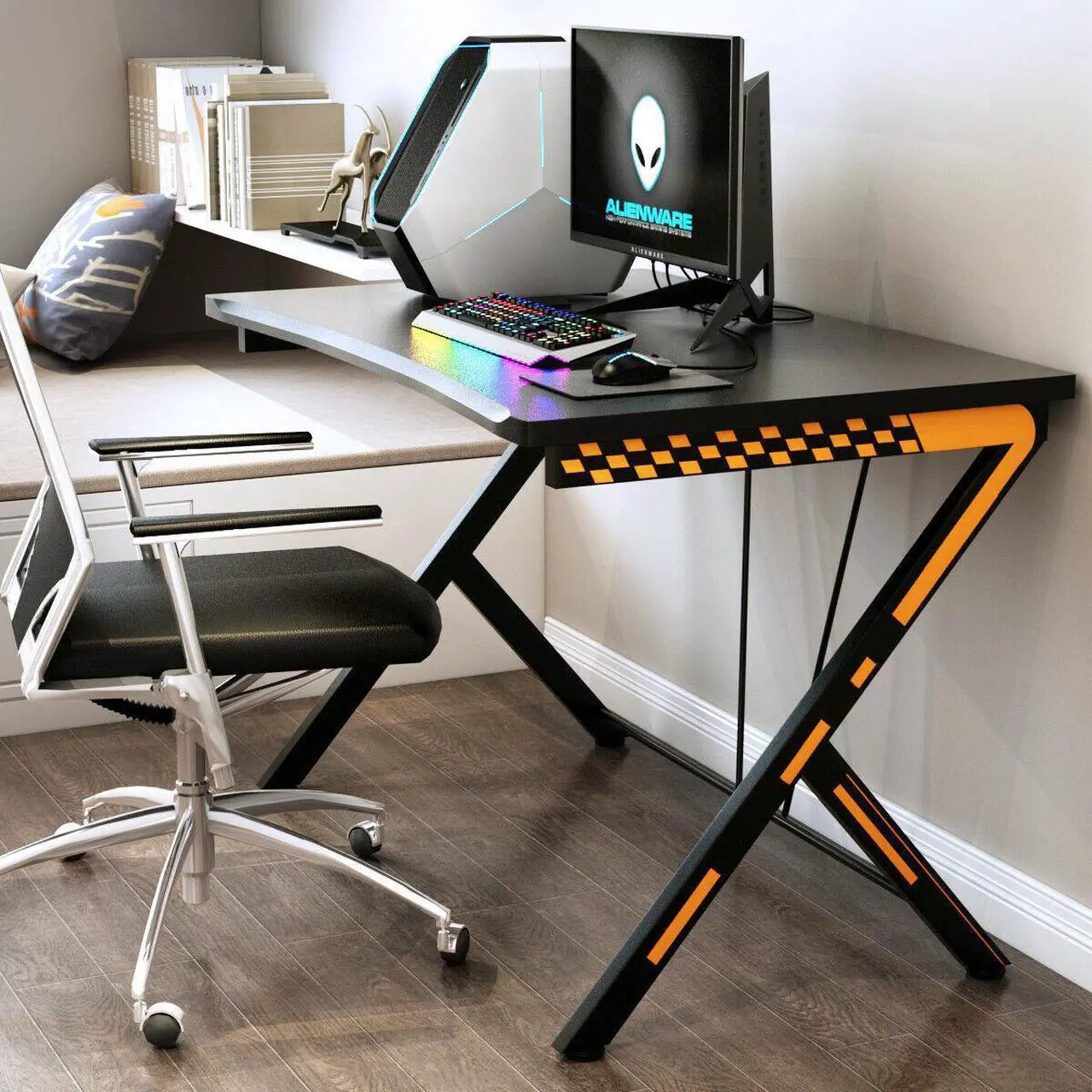 Alt view image 4 of 7 - Costway Gaming Desk Computer Desk PC Laptop Table Workstation Home Office Ergonomic New
