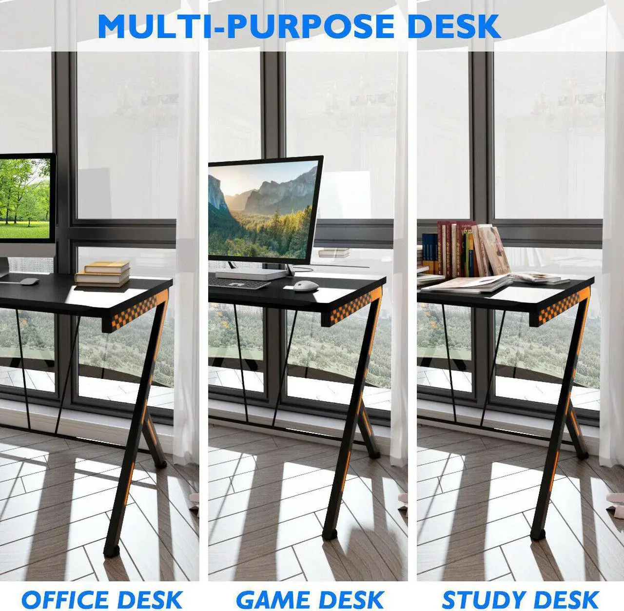 Alt view image 6 of 7 - Costway Gaming Desk Computer Desk PC Laptop Table Workstation Home Office Ergonomic New