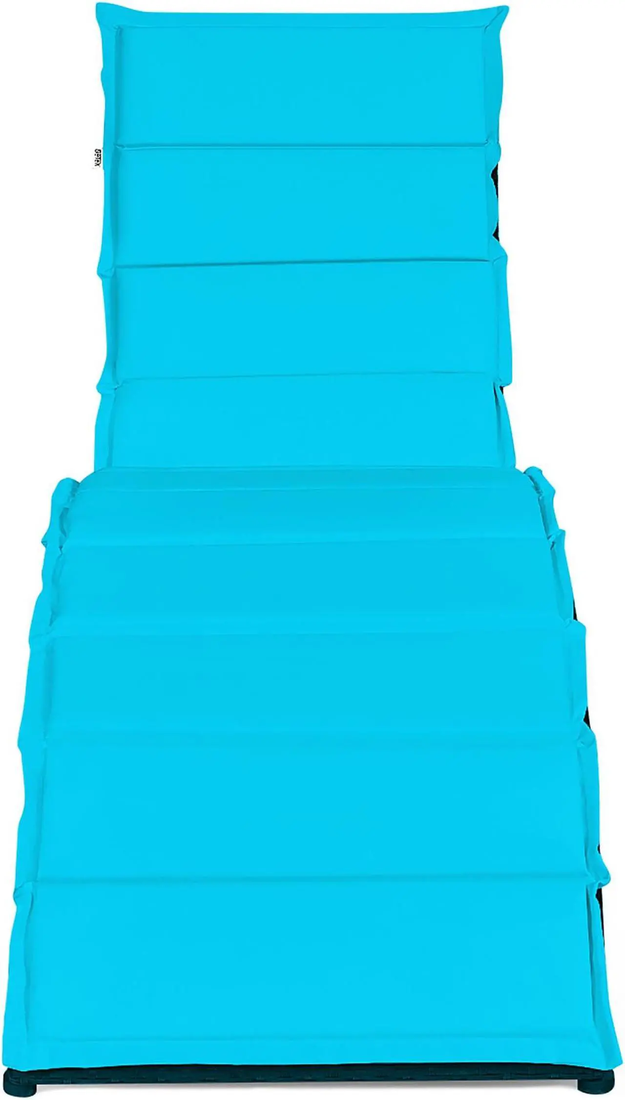 Alt view image 7 of 7 - Costway Folding Patio Rattan Lounge Chair Chaise Cushioned Portable Garden Turquoise