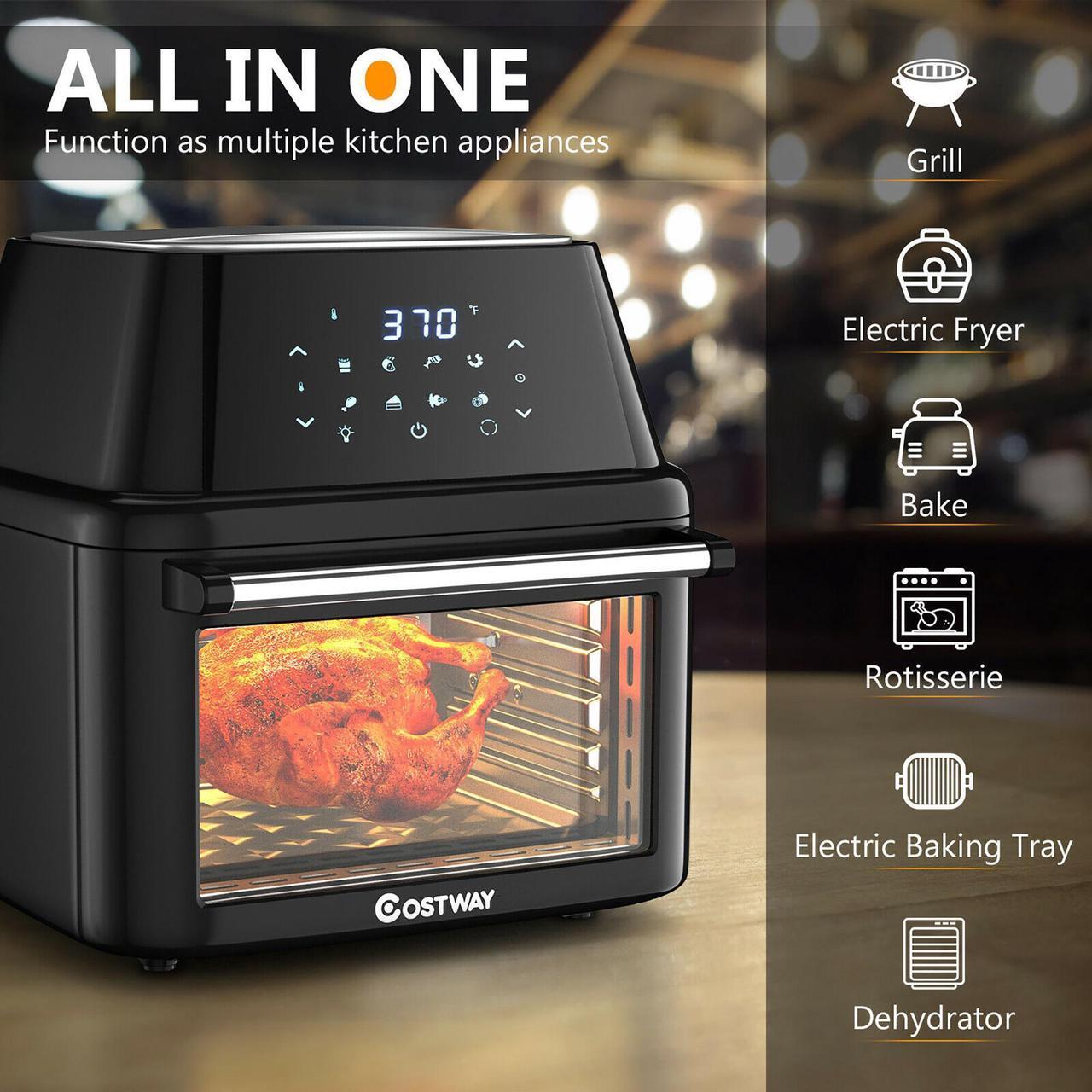 Alt view image 6 of 7 - Costway 19 QT Multi-functional Air Fryer Oven 1800W Dehydrator Rotisserie w/ Accessories