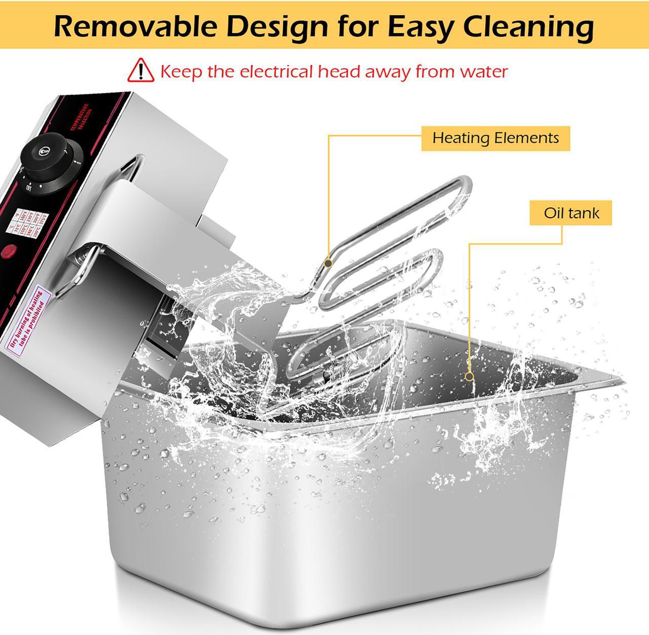 Alt view image 7 of 7 - 5000W Electric Countertop Deep Fryer Dual Tank Commercial Restaurant Steel