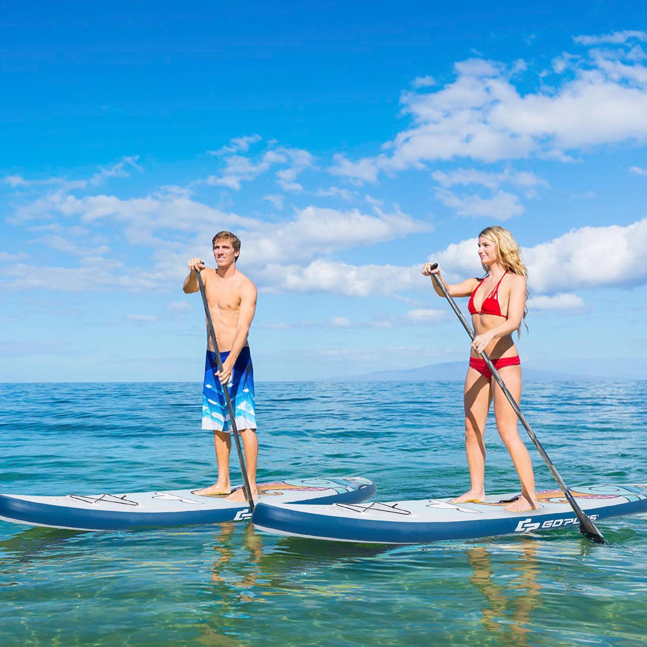 Alt view image 3 of 7 - Goplus 11' Inflatable Stand Up Paddle Board Surfboard W/Aluminum Paddle Pump Blue
