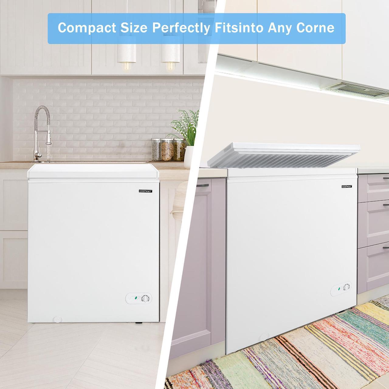 Alt view image 6 of 7 - Costway 5.2 Cu.ft Chest Freezer Upright Single Door Refrigerator w/ 3  Baskets