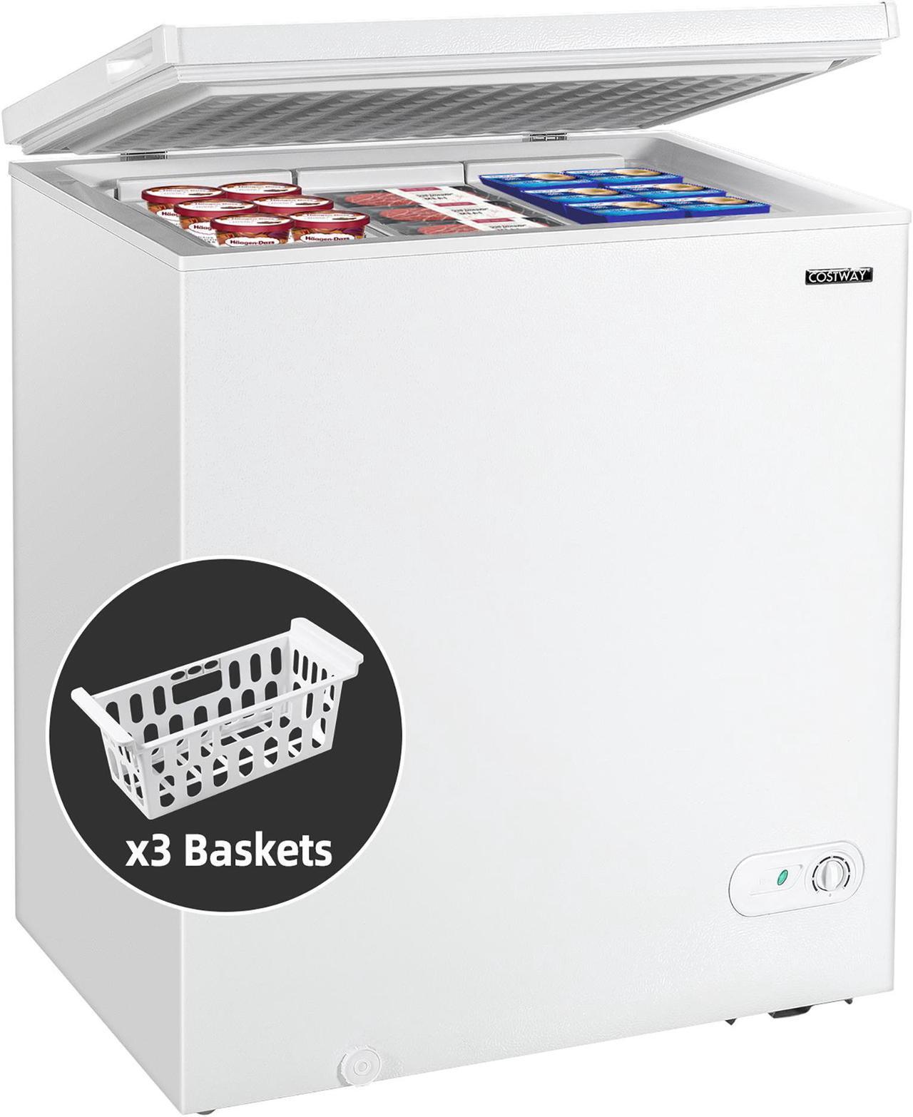Main image of Costway 5.2 Cu.ft Chest Freezer Upright Single Door Refrigerator w/ 3  Baskets
