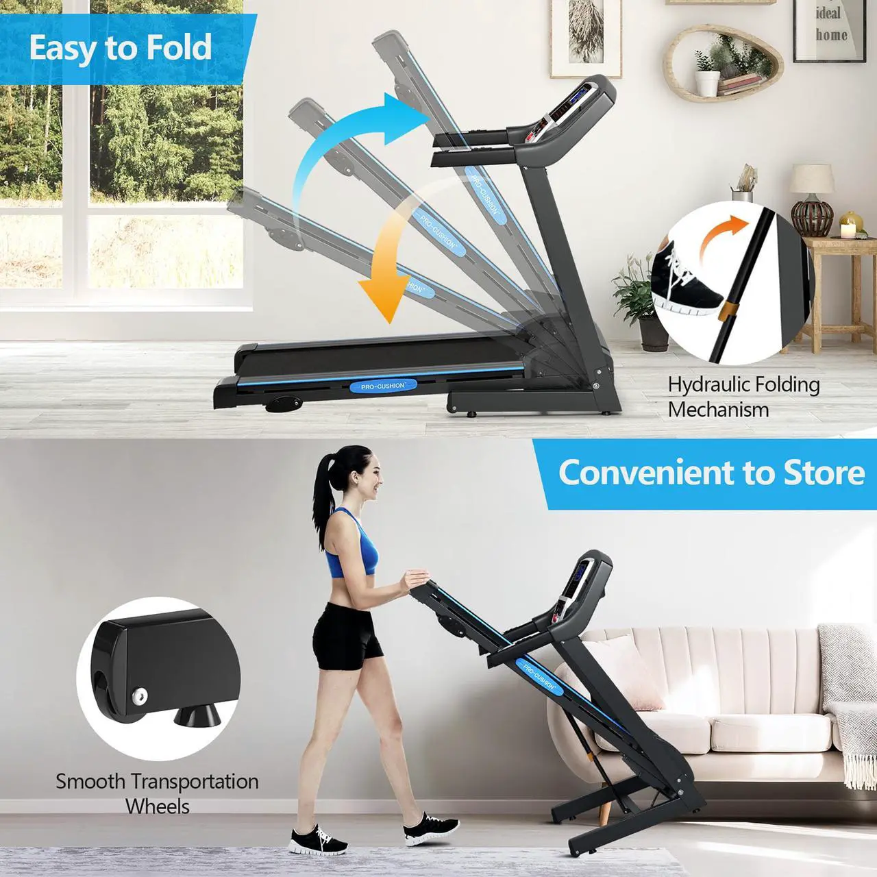 Alt view image 7 of 7 - Goplus 2.25HP Folding Electric Treadmill Motorized Power Running Machine