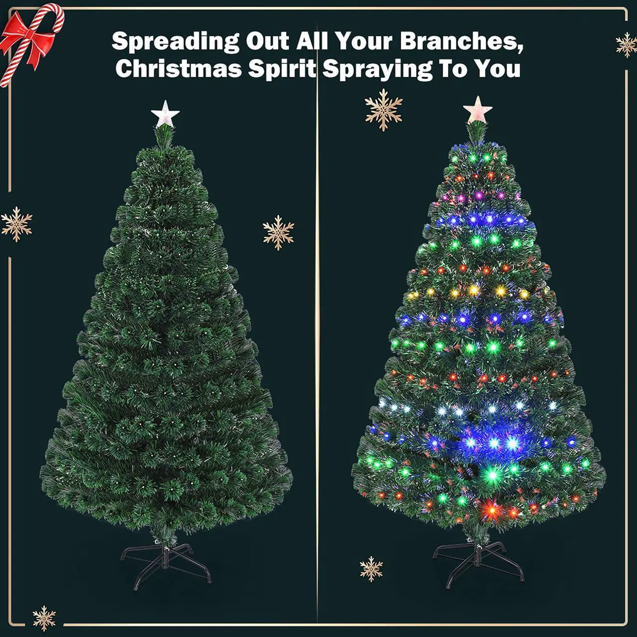 Alt view image 5 of 7 - Costway 7'Pre-Lit Christmas Tree Fiber Optic Multicolor LED Lights