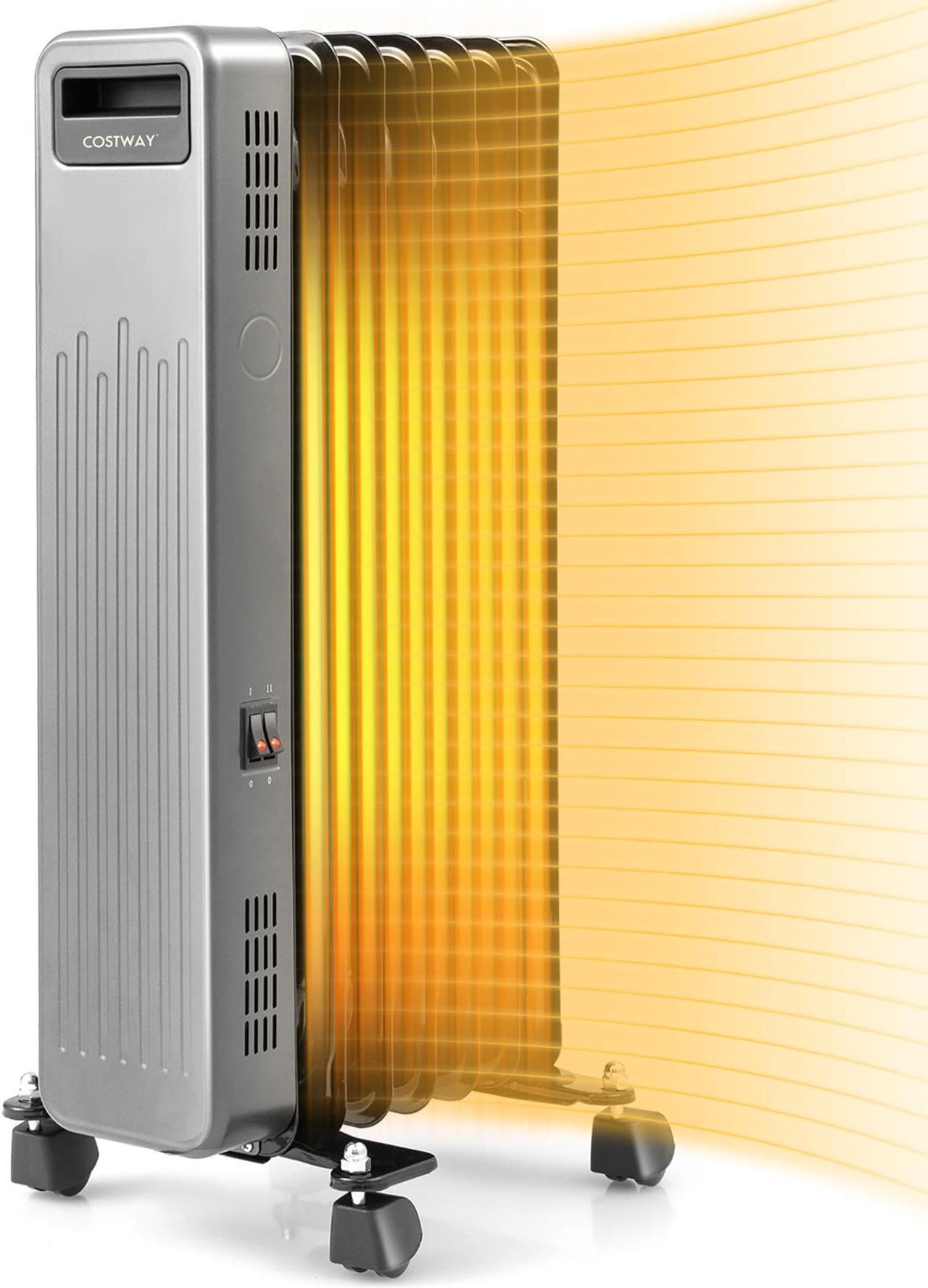 Main image of Costway 1500W Oil-Filled Radiator Heater Portable Electric Space Heater 3 Heat Settings