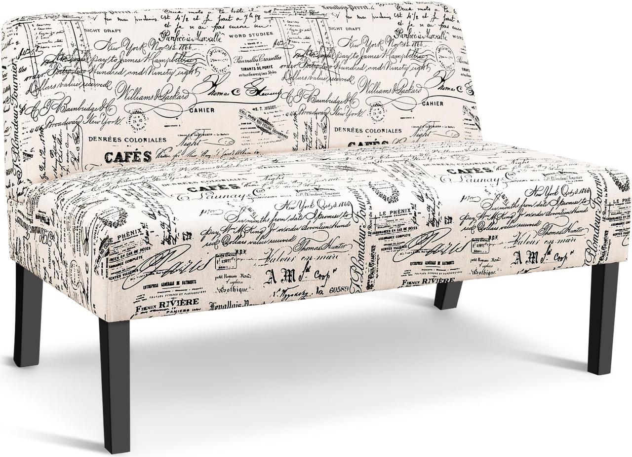 Main image of Costway Armless Loveseat Sofa Fabric Settee Bench Bed Chair Wooden Leg Living Room