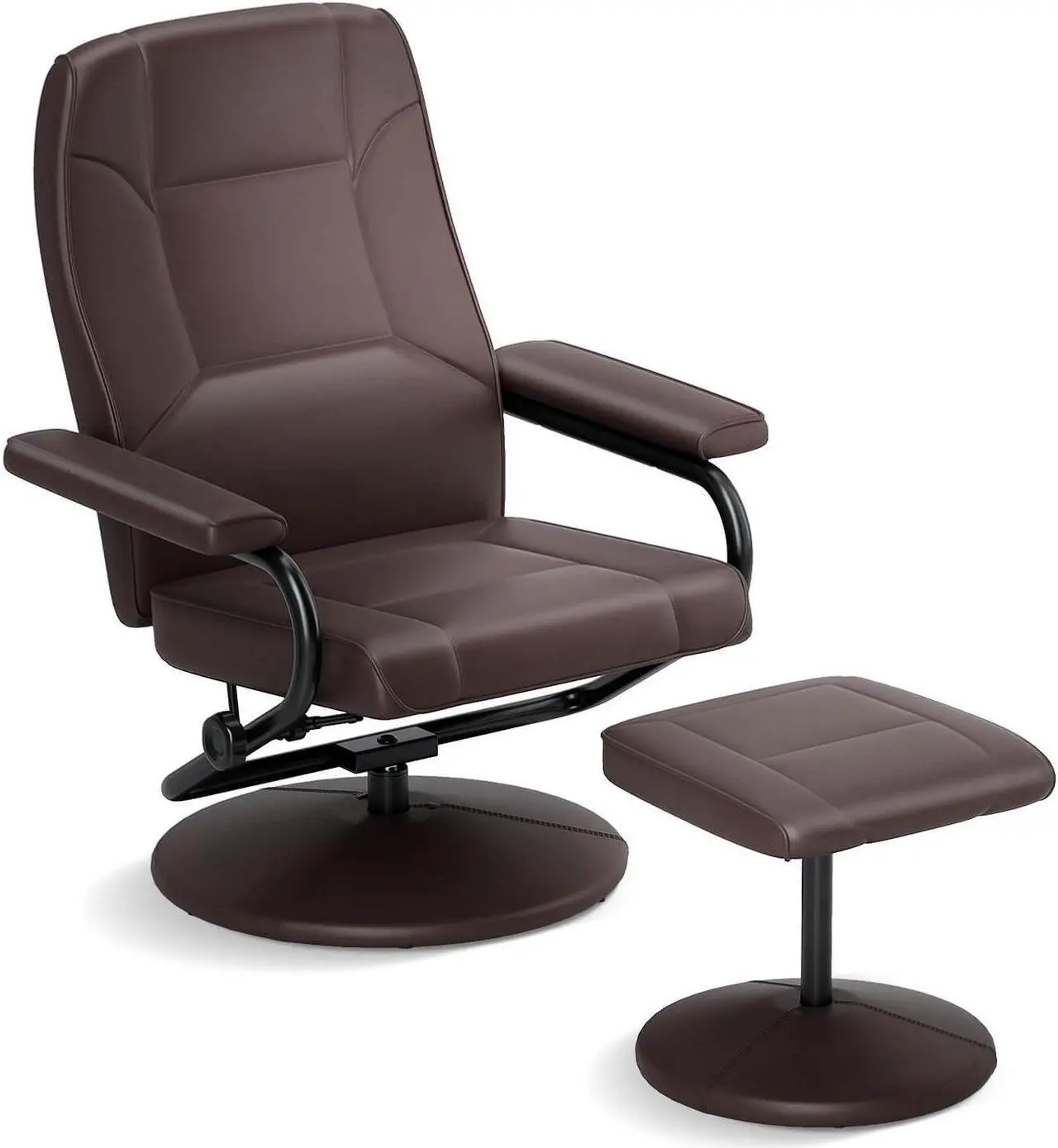 Main image of Costway Reclining Chair with Ottoman Adjustable Backrest Padded Seat Footrest for Bedroom Brown