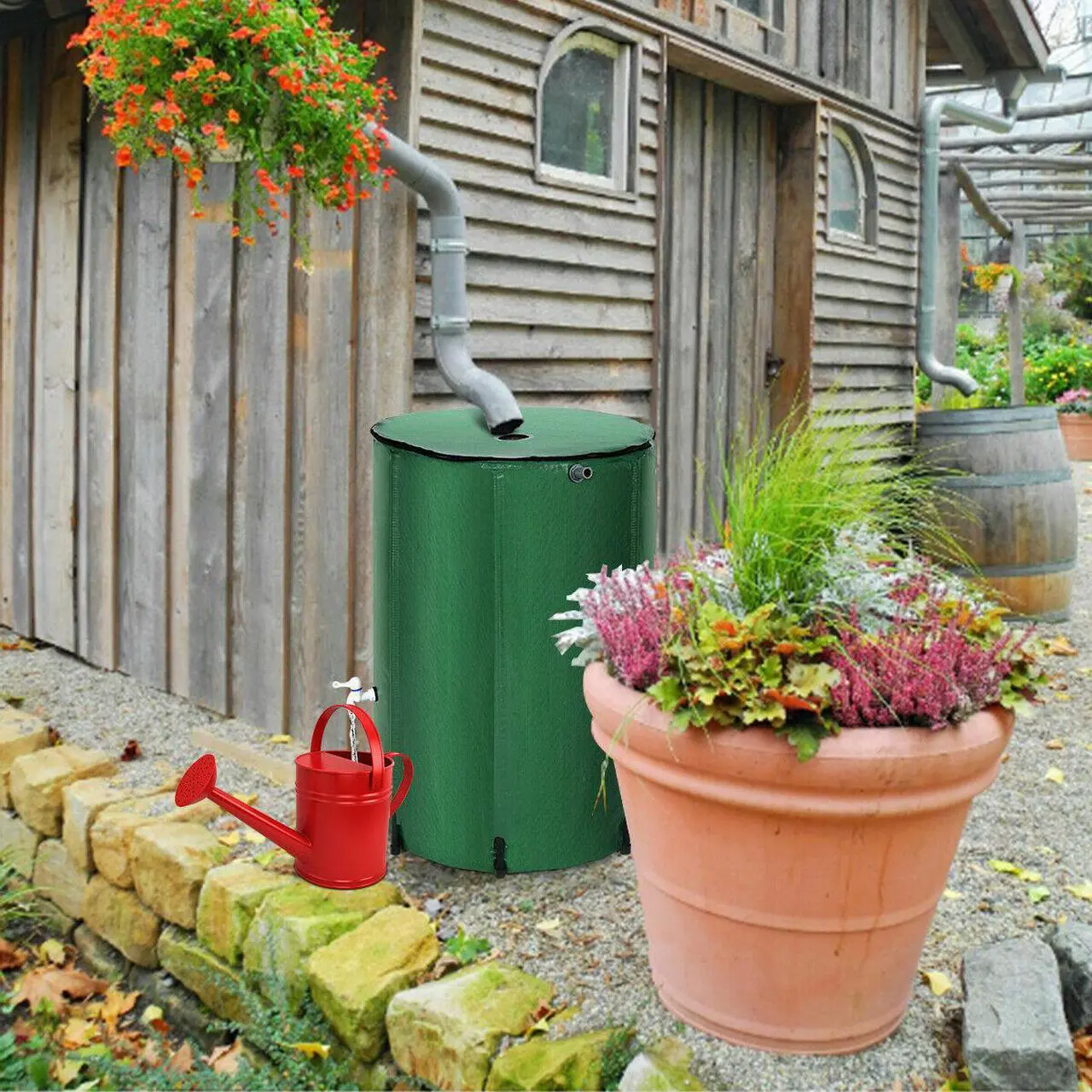 Alt view image 7 of 7 - 100 Gallon Portable Rain Barrel Water Collector CollapsibleTank w /Spigot Filter