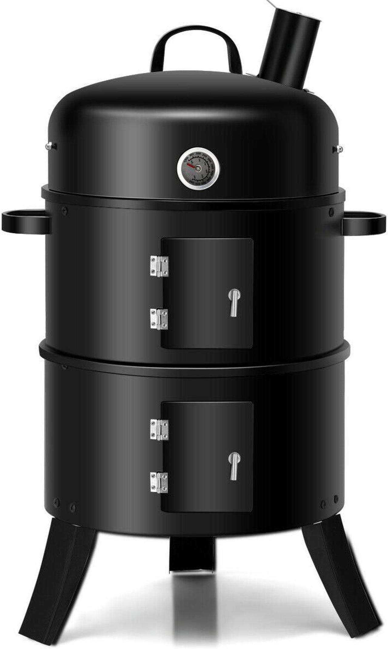 Main image of 3-in-1 Portable Round Charcoal Smoker Vertical BBQ Grill Built-in Thermometer