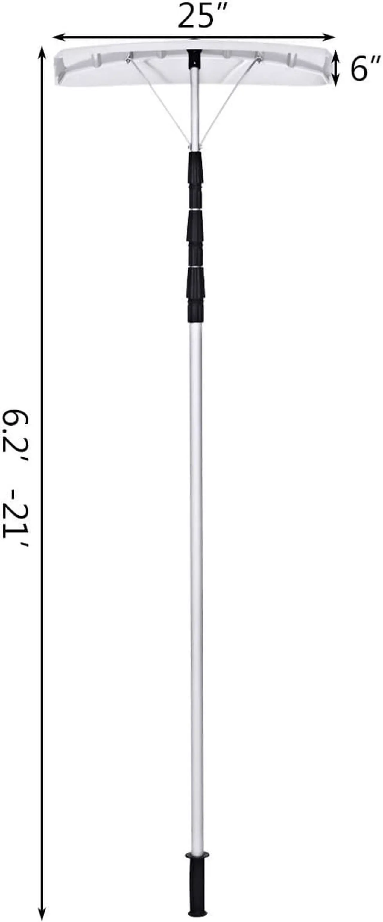 Alt view image 2 of 7 - 21FT Telescoping Snow Roof Rake Large Poly Blade Aluminum Tube Non-Slip Handle