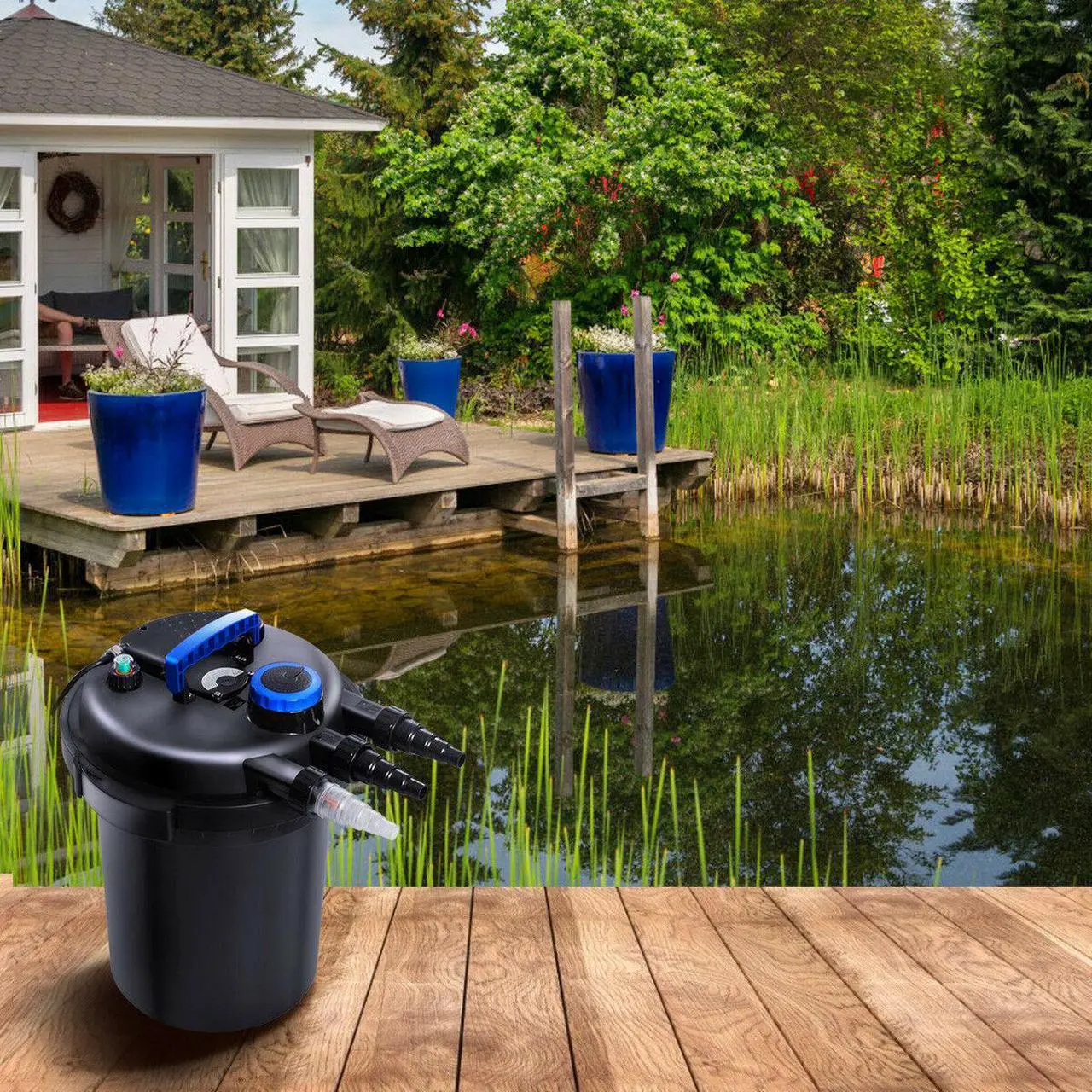 Alt view image 4 of 7 - Pond Pressure Bio Filter 4000GAL W/ 13W UV Sterilizer Light 10000L Koi Water