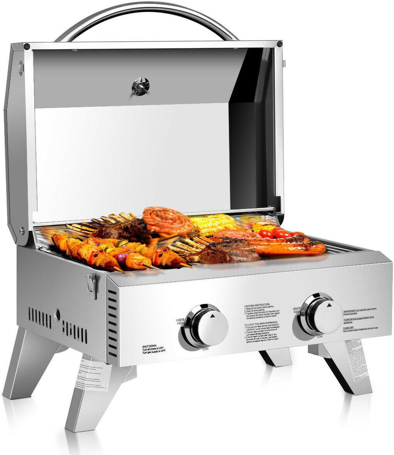 Main image of 2 Burner Portable Stainless Steel BBQ Table Top Propane Gas Grill Outdoor Camp