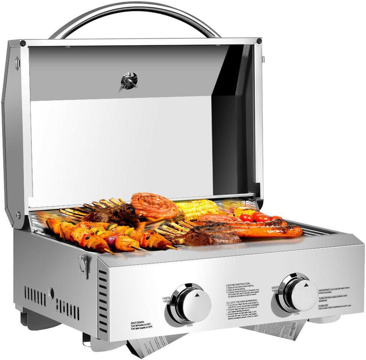 Alt view image 7 of 7 - 2 Burner Portable Stainless Steel BBQ Table Top Propane Gas Grill Outdoor Camp