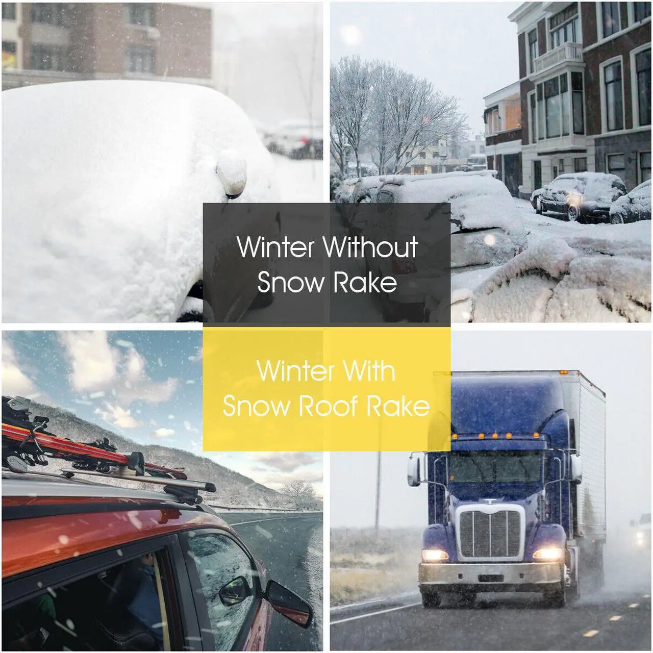 Alt view image 5 of 7 - 21FT Telescoping Snow Roof Rake Large Poly Blade Aluminum Tube Non-Slip Handle