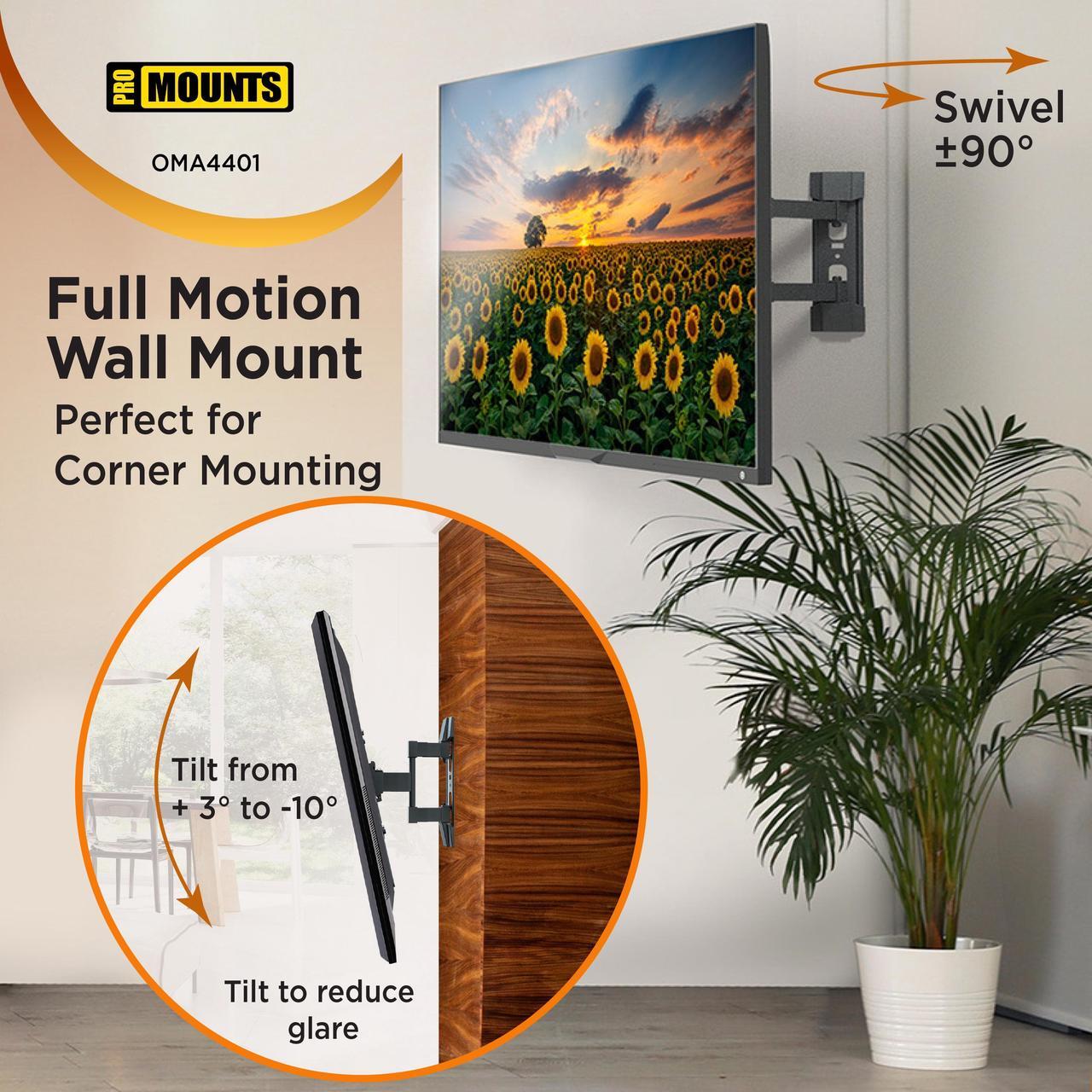 Alt view image 7 of 7 - ProMounts Full Motion TV Wall Mount | For 23"-55" Flat and Curved Screen TVs