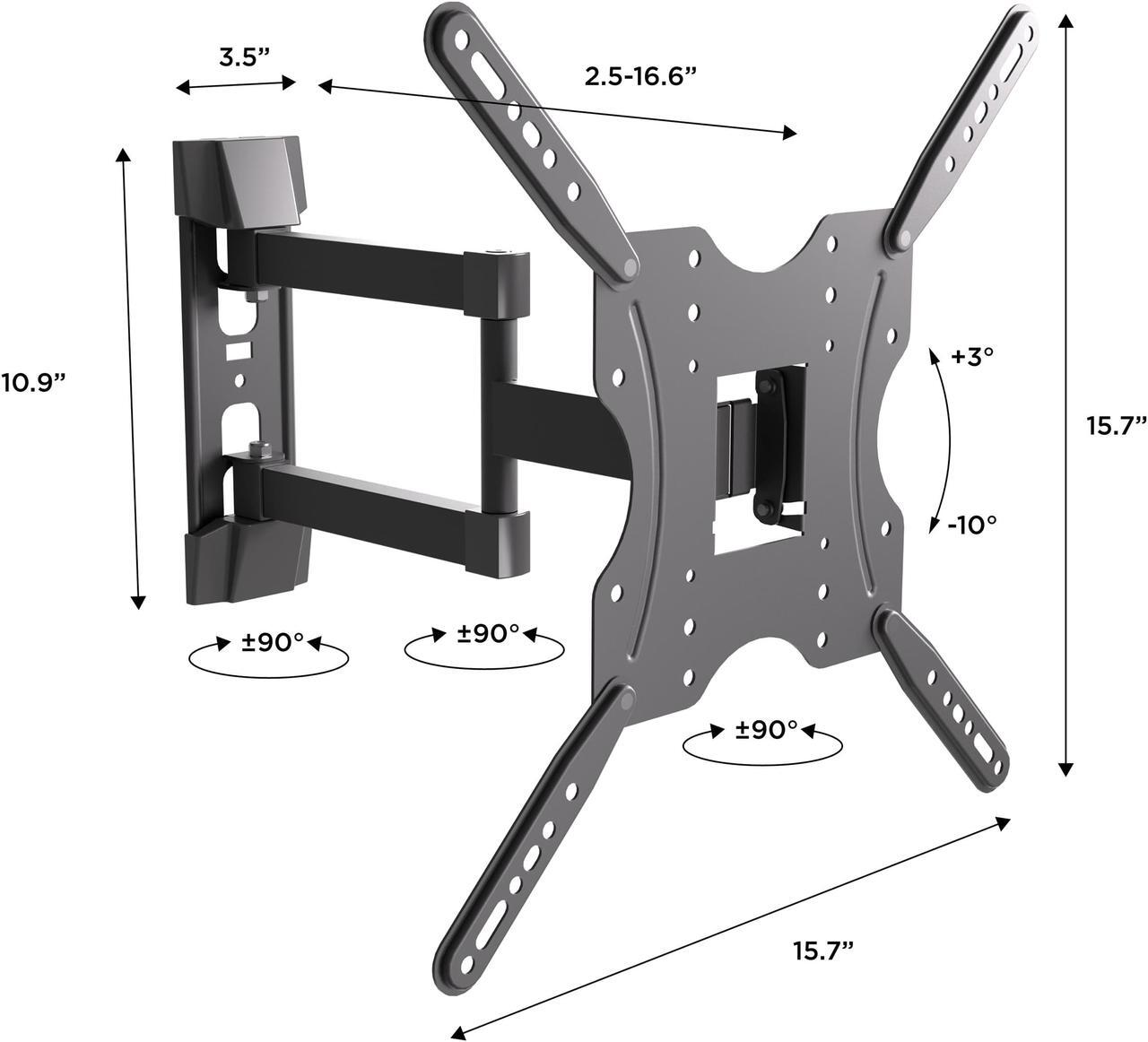 Alt view image 8 of 7 - ProMounts Full Motion TV Wall Mount | For 23"-55" Flat and Curved Screen TVs
