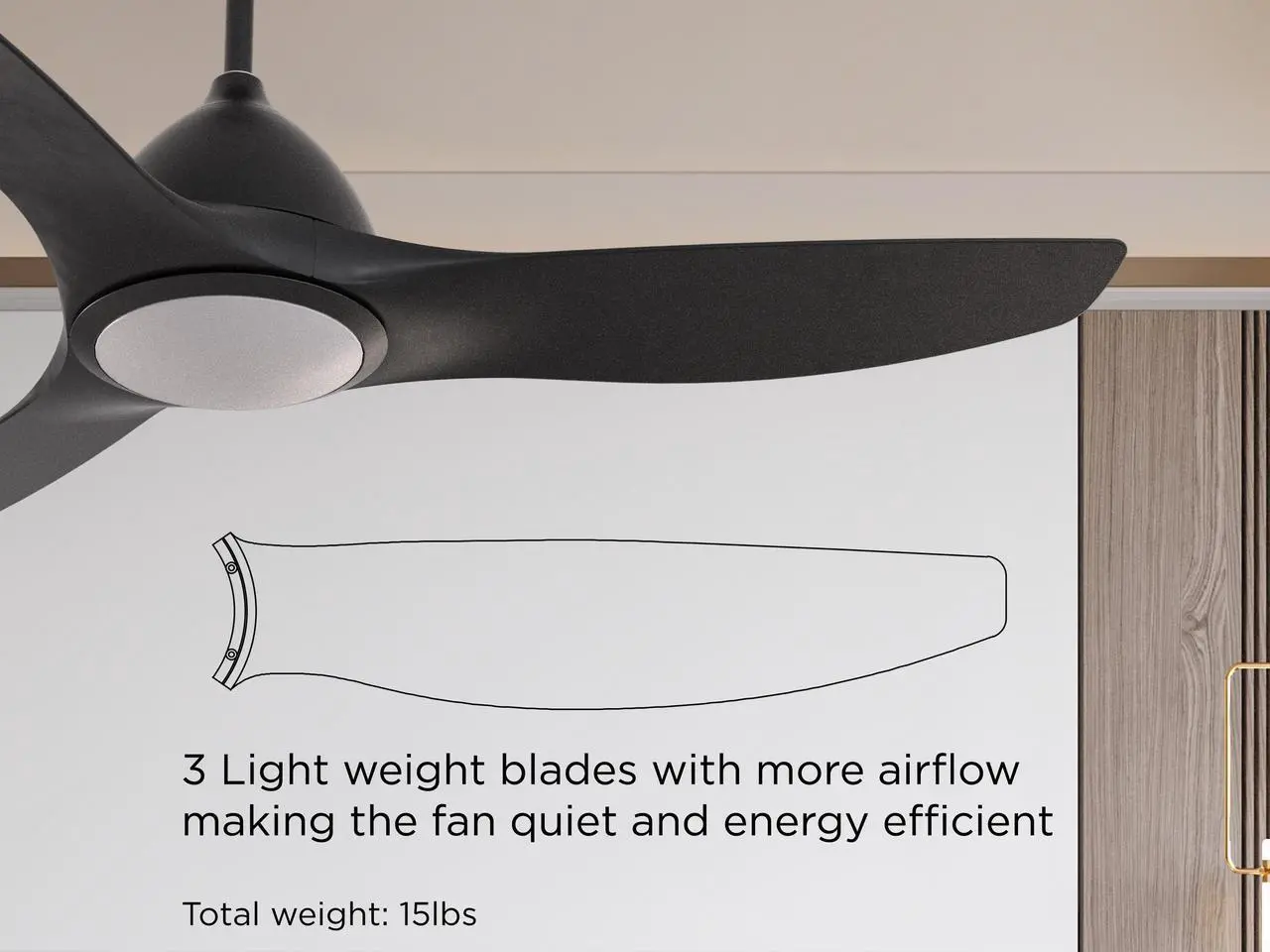 Alt view image 6 of 7 - 52 in. WiFi LED Indoor Black 3-Blade Smart Ceiling Fan with Temperature Control LED Light (Works with Alexa and Google Assistant), Black