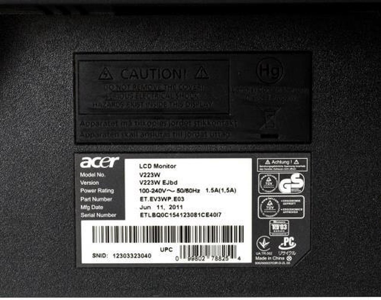 Alt view image 4 of 5 - Acer V223W 22" 1680x1050 16:10 LCD TFT Monitor VGA DVI Grade B