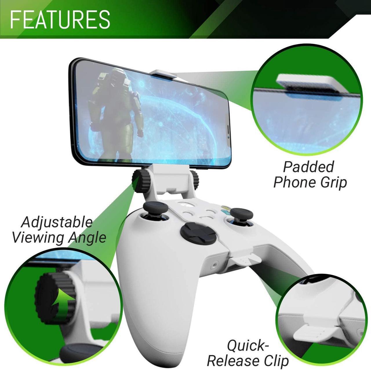 Alt view image 3 of 6 - Xbox Series X Controller Mobile Gaming Clip, Xbox Controller Phone Mount Adjustable Phone Holder Clamp Compatible with Xbox Series X|S, Xbox One, Xbox One S, Xbox One X-Robot White