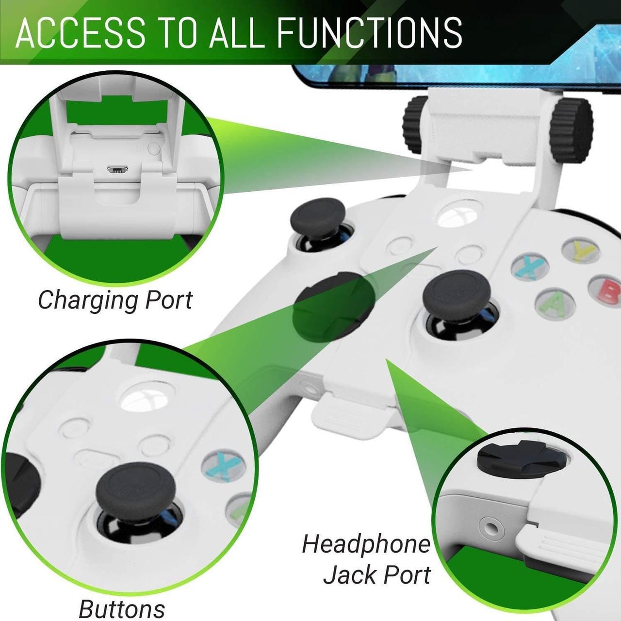 Alt view image 5 of 6 - Xbox Series X Controller Mobile Gaming Clip, Xbox Controller Phone Mount Adjustable Phone Holder Clamp Compatible with Xbox Series X|S, Xbox One, Xbox One S, Xbox One X-Robot White