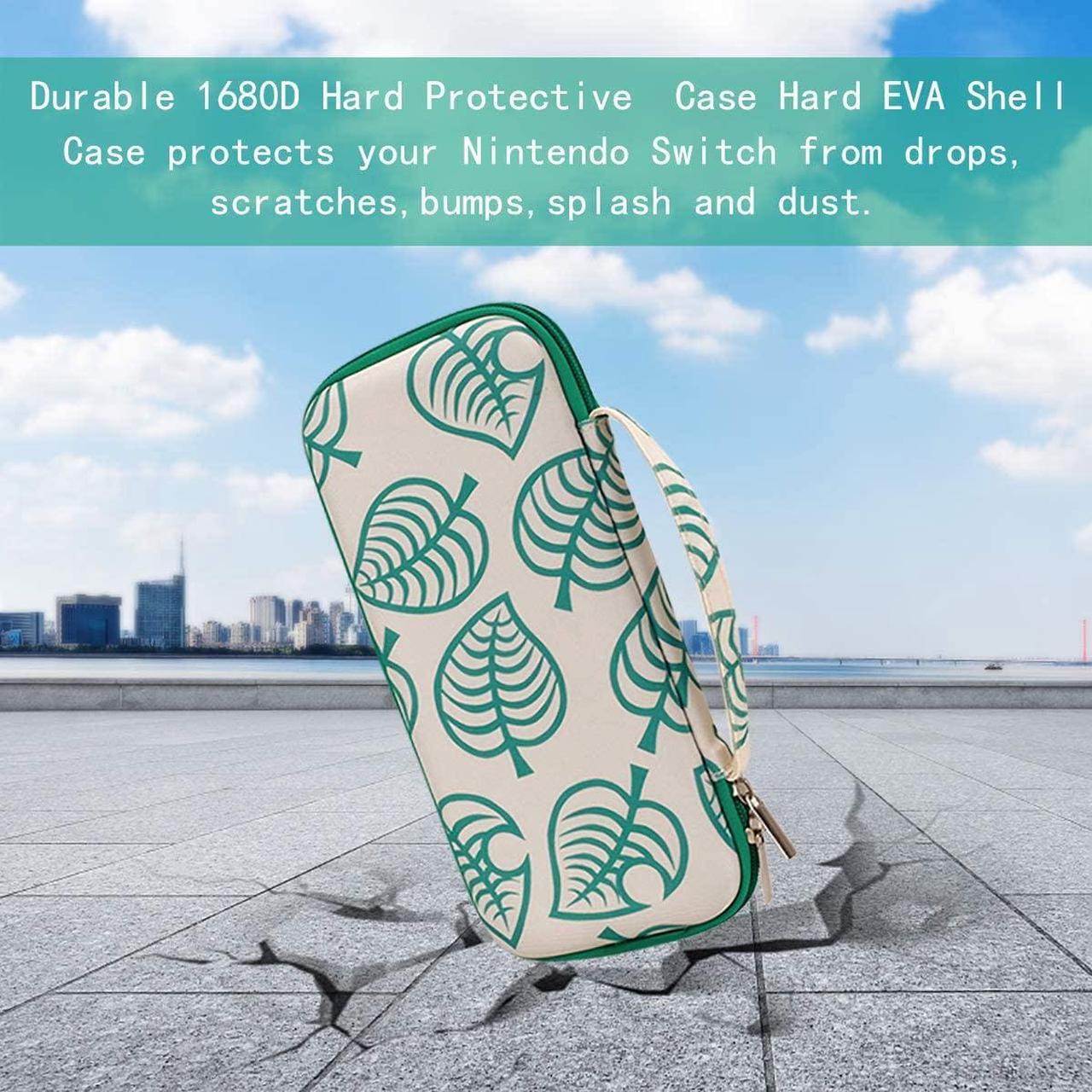 Alt view image 6 of 7 - Carrying Case for Nintendo Switch,Travel Carry Cover Hard Shell Storage for Leaf Crossing NS Console and Accessories,Slim Protective Portable Travel Pouch Bag with 10 Game Card Slots for Girls Boys