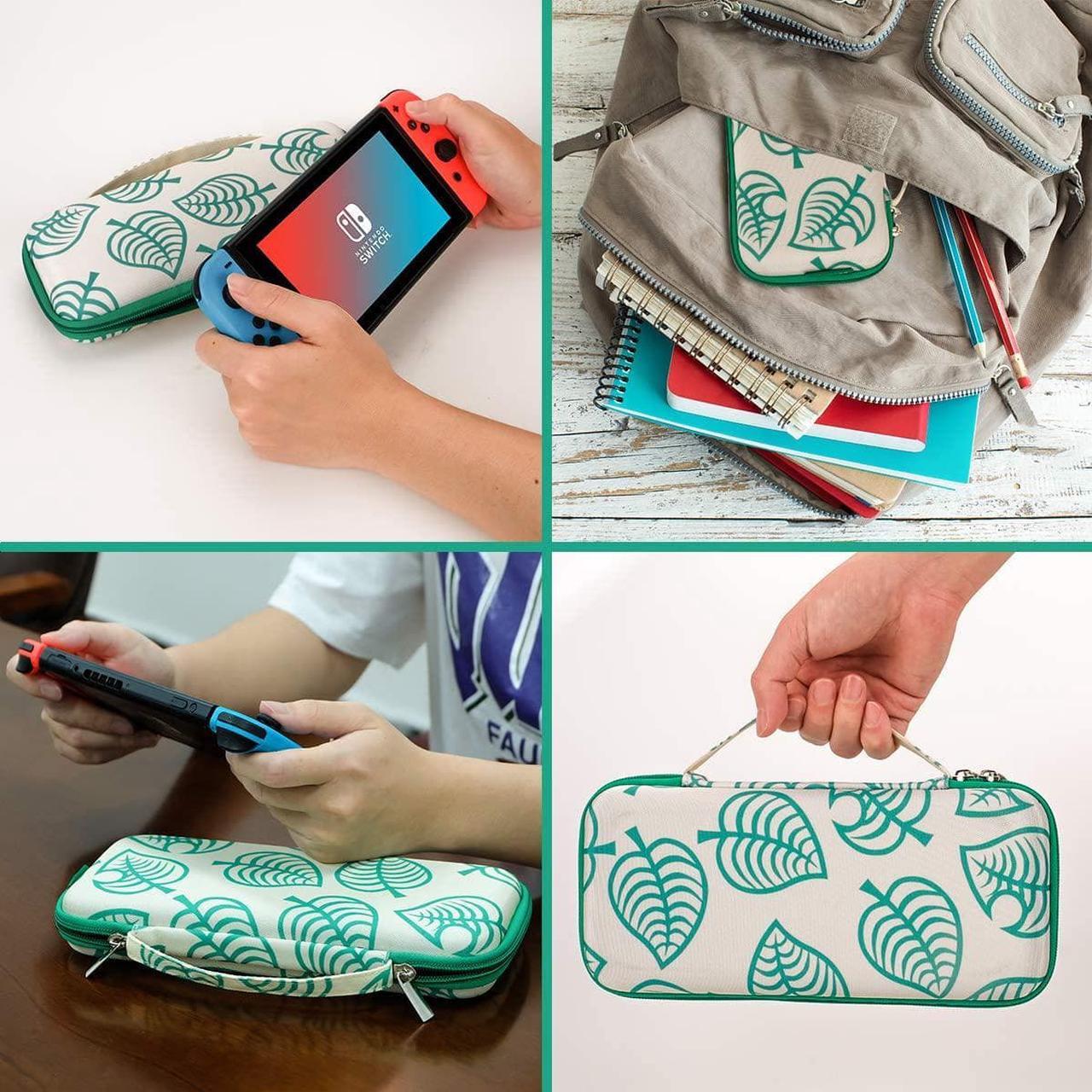 Alt view image 7 of 7 - Carrying Case for Nintendo Switch,Travel Carry Cover Hard Shell Storage for Leaf Crossing NS Console and Accessories,Slim Protective Portable Travel Pouch Bag with 10 Game Card Slots for Girls Boys