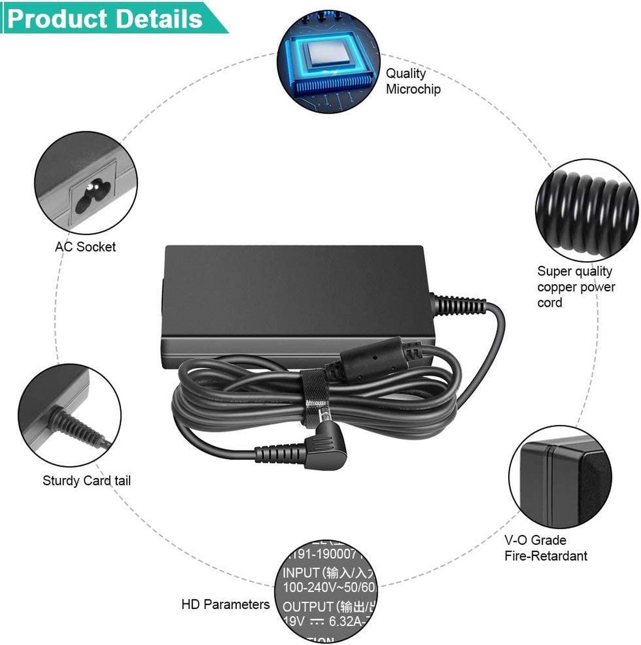 Alt view image 3 of 7 - HKY 120W AC Adapter Compatible Inogen One G5 G4 G3 G2 Concentrator BA-301 BA-302 BA-303 Charger & ASUS ROG GL551J GL552VW GL553V GL752VW GL753VE N550JK N550JX ZX53VW VivoBook Power Supply