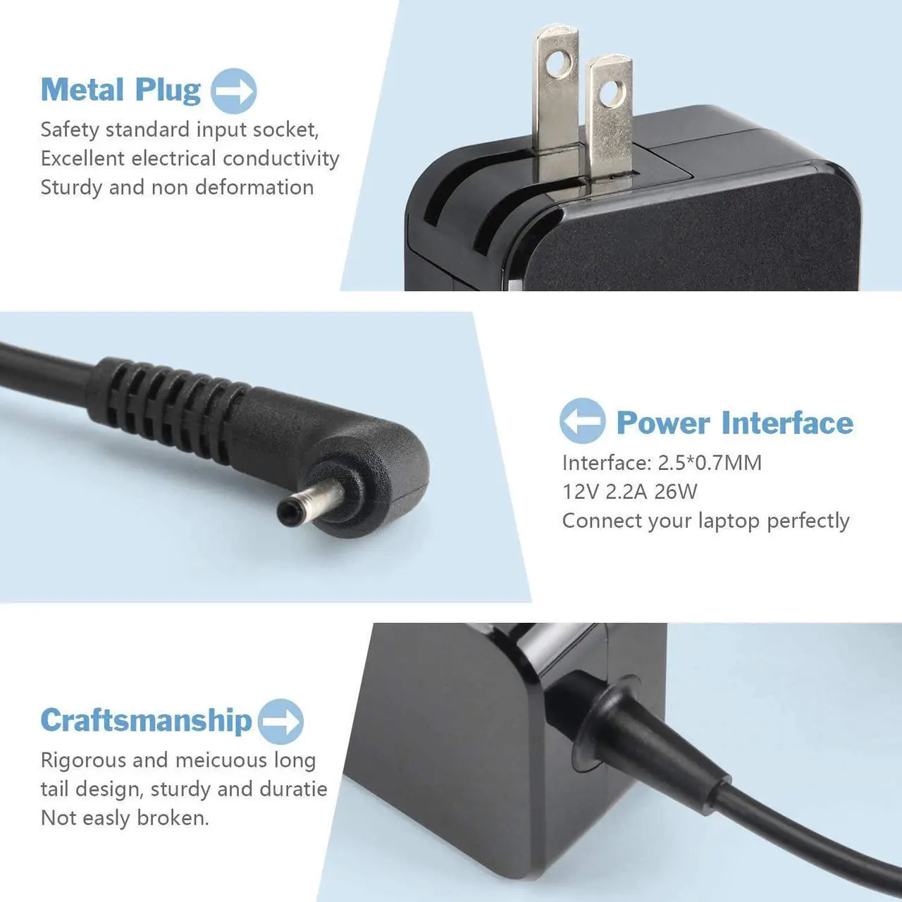 Alt view image 4 of 7 - Chromebook Charger Adapter for Samsung 11.6" Laptop Computer PA-1250-98 Chromebook 3 2 303C 500C 503C XE500C13 XE501C13 XE303C12 XE500C12 XE503C12 XE503C32 26W 12V 2.2A Power Supply