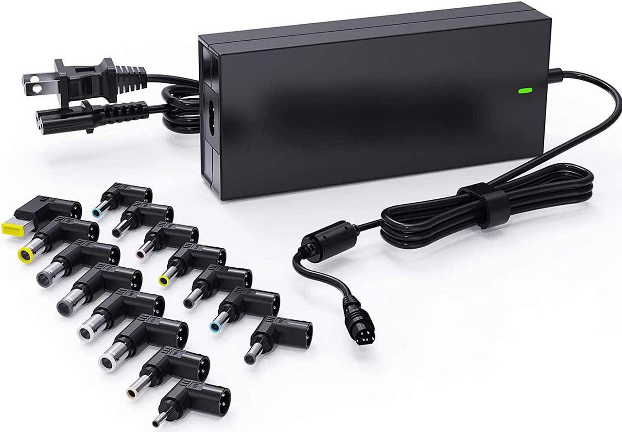 90W Universal Portable Laptop Charger Ac Power Adapter 15-20V with Multi Tips for HP Lenovo Dell Asus Acer JBL IBM Samsung Toshiba Sony Notebook Power Adapter Supply Cord (Automatic Voltage, 15 Tips)