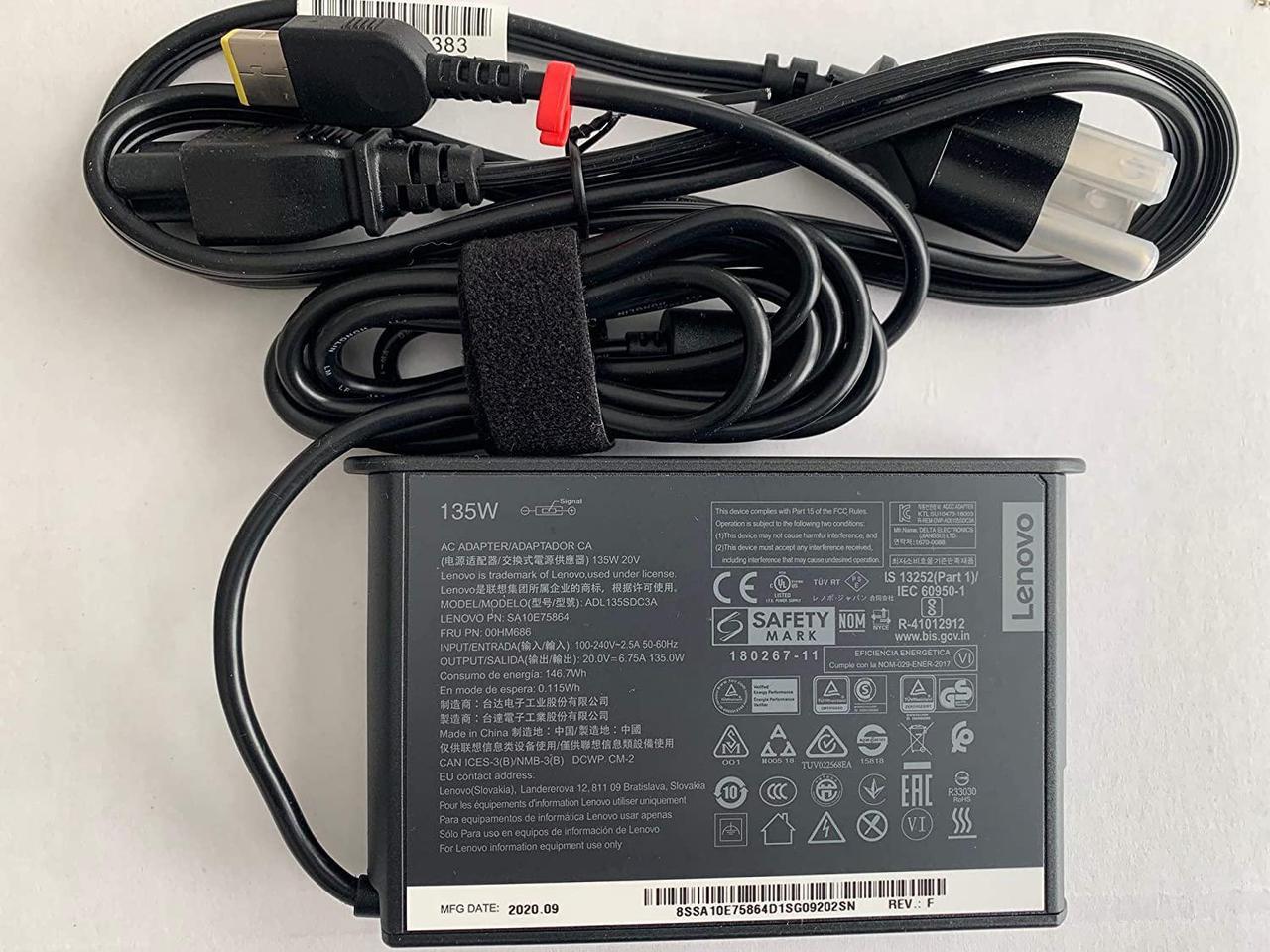 Original Lenovo 20V 6.7A 135W Slim Tip AC Adapter for Lenovo ThinkPad P1 20MD, Lenovo ThinkPad P1 20ME, Lenovo ThinkPad X1 Extreme 20MG, Compatible P/N: ADL135SDC3A, SA10E75864, 00HM686.