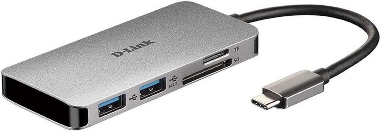 D-Link DUB-M610 6-in-1 USB-C Hub with Power Delivery, HDMI 1.4, 2 USB 3.0 Ports, SD/MicroSD Card Reader for MacBook Pro 2016 or Later, MacBook Air 2018, Chromebook and Surface Pro 7