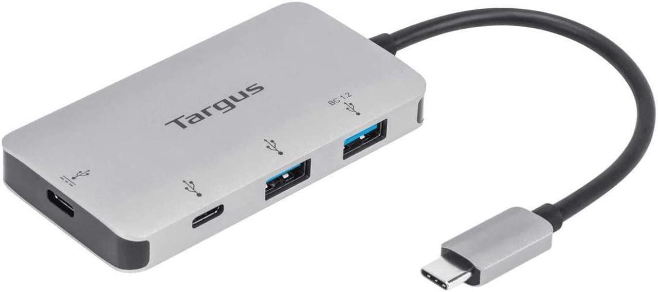 Targus USB-C Multi-Port Hub with 2X USB-A and 2X USB-C Ports with 100W PD Pass-Thru, Gray (ACH228USZ)