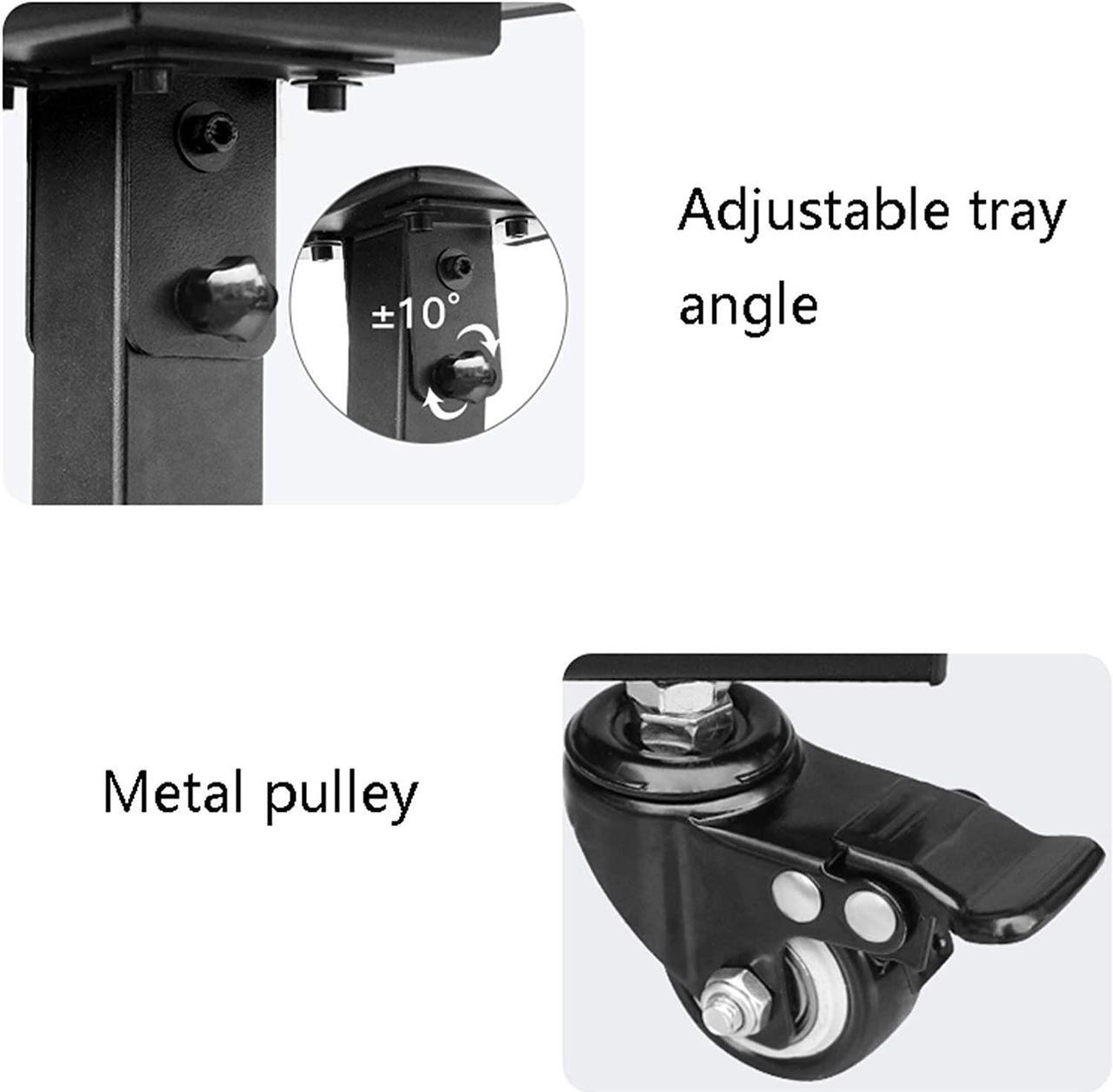 Alt view image 3 of 5 - Projector Mount Black Mobile Projector and Laptop Stand, Rolling Cart with Tray, Heavy Duty, Multifunction Height Adjustable Laptop and Projector Presentation Trolley Ceiling Wall Projectors