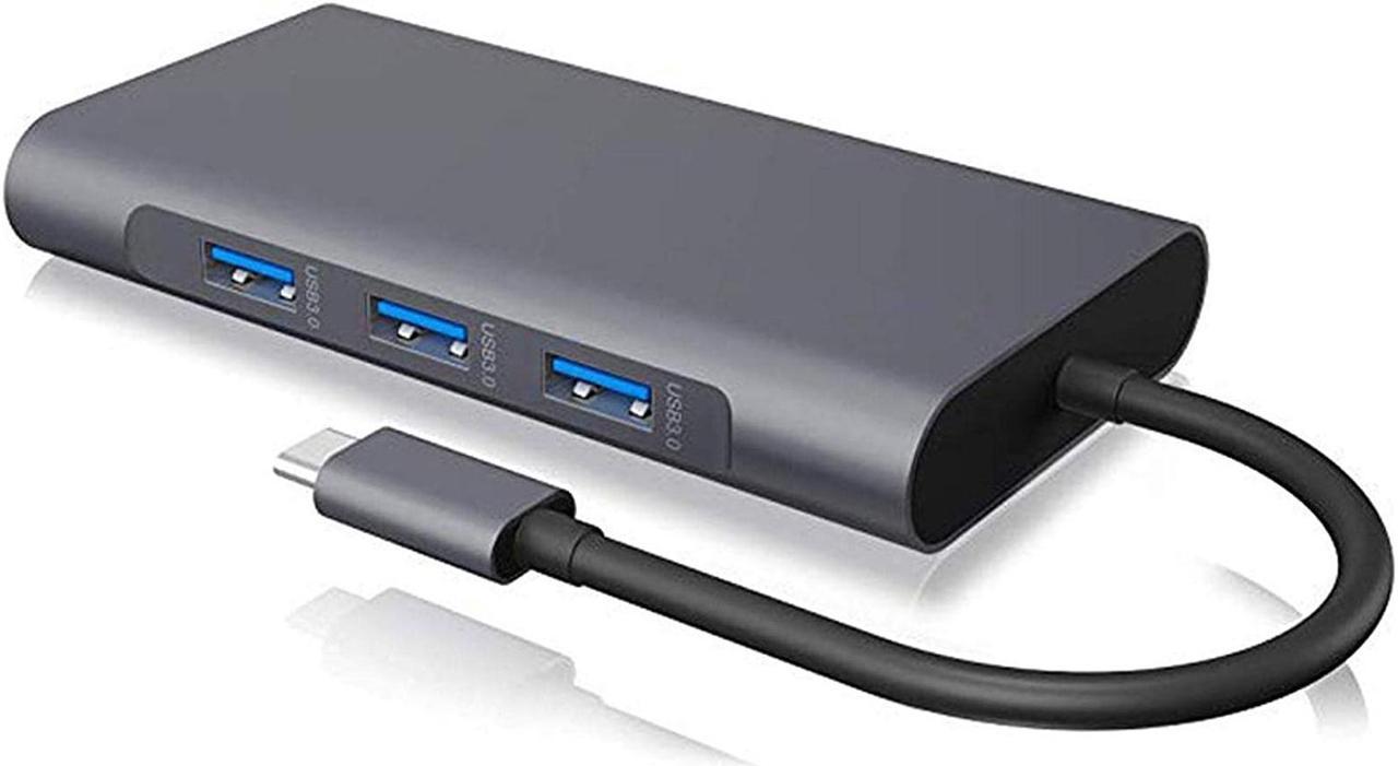 Blueyouth USB C Hub Adapter, 10 in 1 Docking Station USB 3.0 Multiport Hub Adapter Type-C Expansion Dock USB Network Port HDMI VGA PD Expansion Hub, with 3 USB 3.0 Ports, High Power