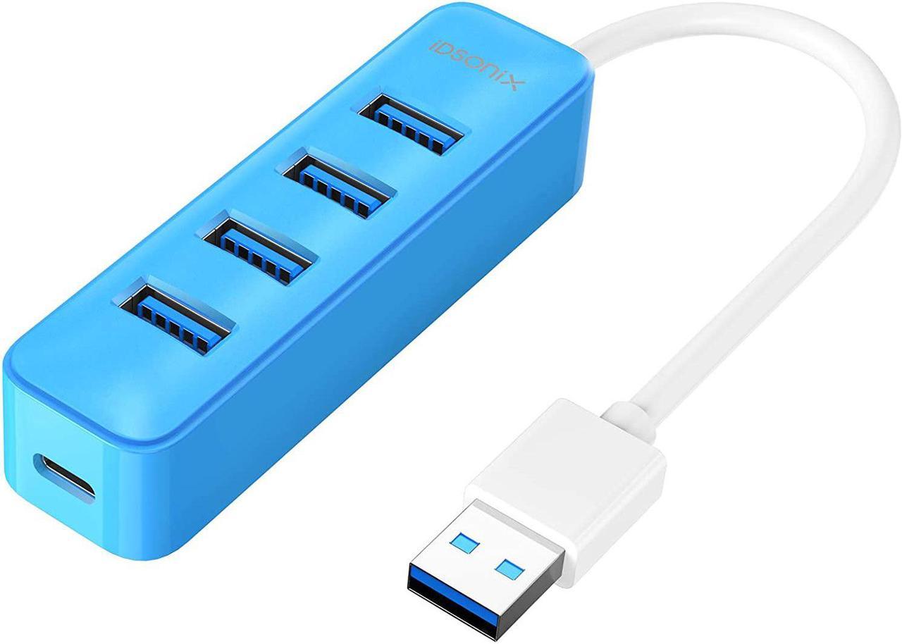 iDsonix USB Hub 3.0, 4-Port 5V / 2A Powered USB Hub, 5Gbps HighSpeed Data Transmission USB Splitter for Laptop, iMac, Surface Pro, XPS, USB Flash Drives, Mobile HDD, Printer, Camera, and More -Blue