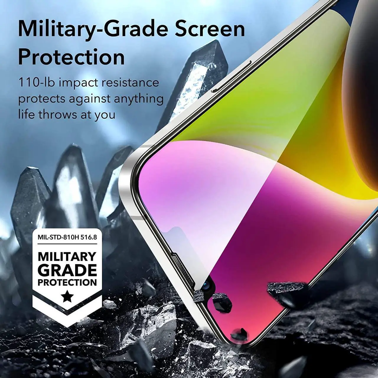 Alt view image 6 of 7 - Shatterproof Tempered Glass Screen Protector with Dust Blocking Speaker Shield for iPhone 14 Plus / iPhone 13 Pro Max