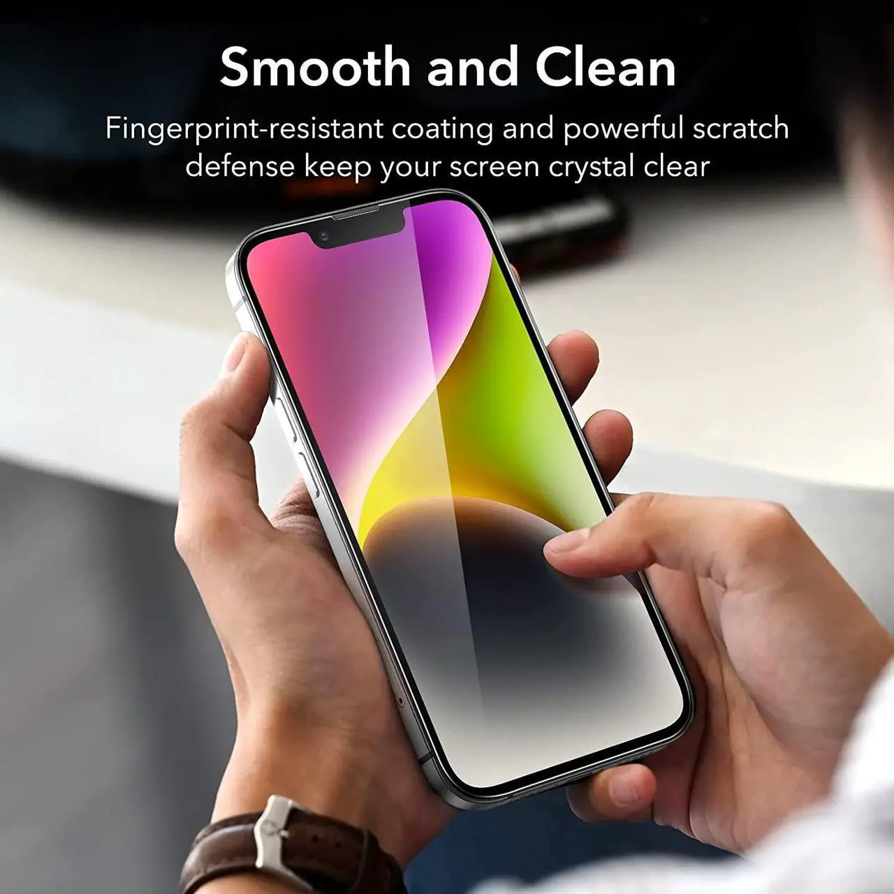 Alt view image 7 of 7 - Shatterproof Tempered Glass Screen Protector with Dust Blocking Speaker Shield for iPhone 14 Plus / iPhone 13 Pro Max
