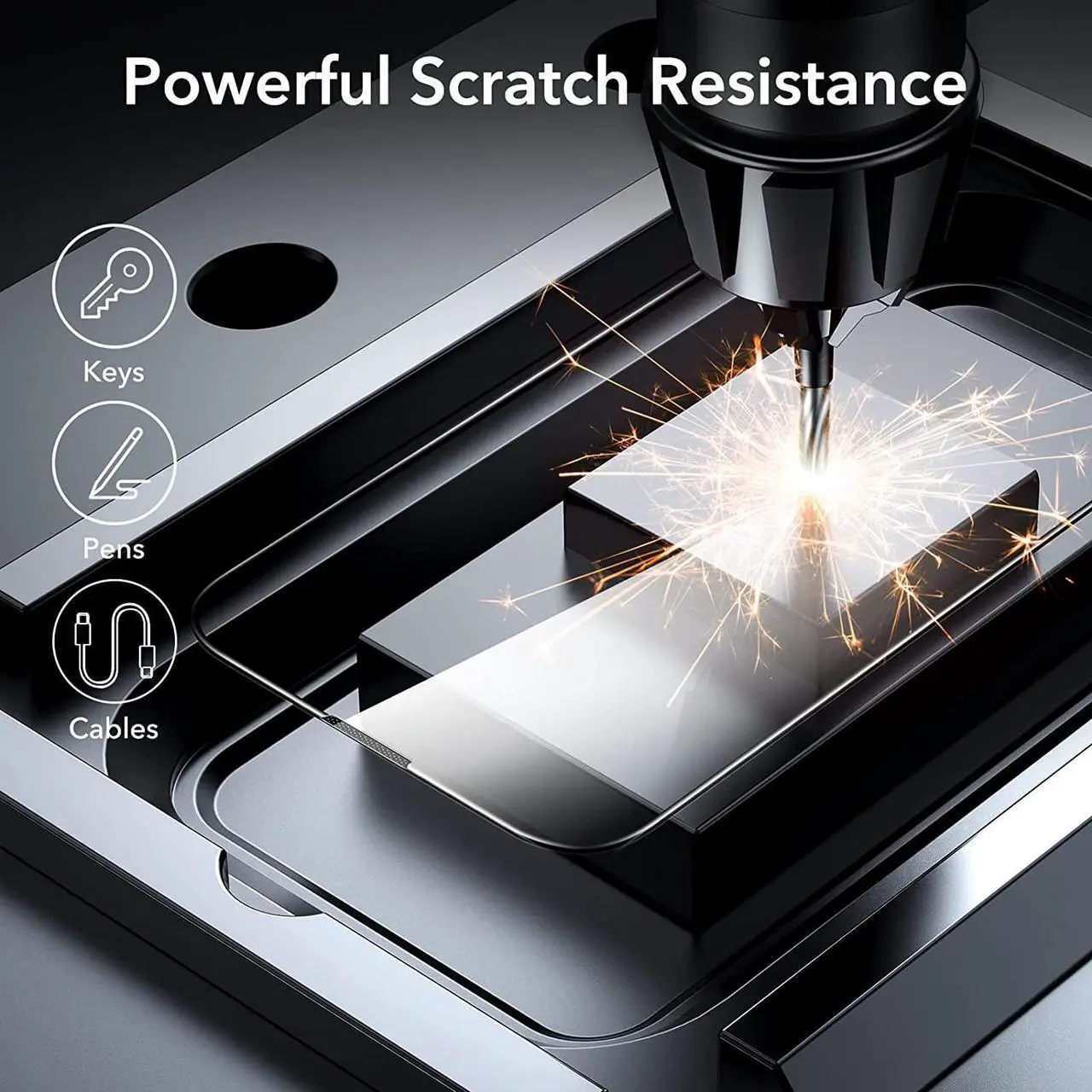 Alt view image 3 of 7 - Shatterproof Tempered Glass Screen Protector with Dust Blocking Speaker Shield for iPhone 14 Plus / iPhone 13 Pro Max