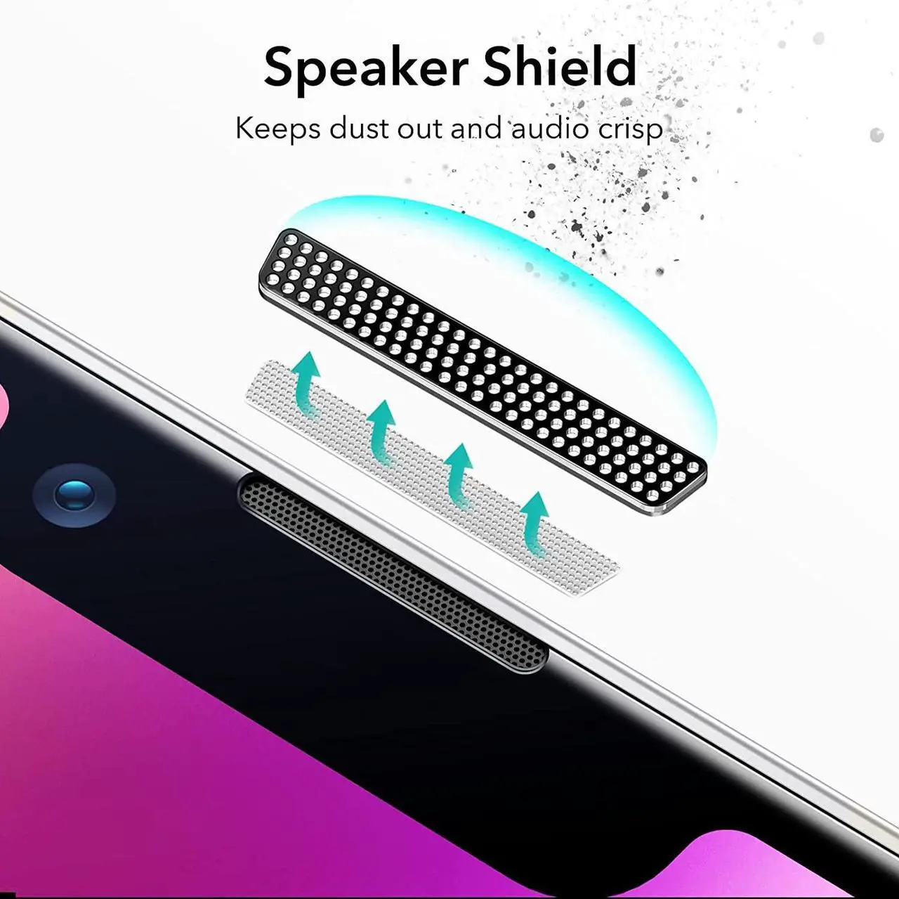 Alt view image 5 of 7 - Shatterproof Tempered Glass Screen Protector with Dust Blocking Speaker Shield for iPhone 14 Plus / iPhone 13 Pro Max