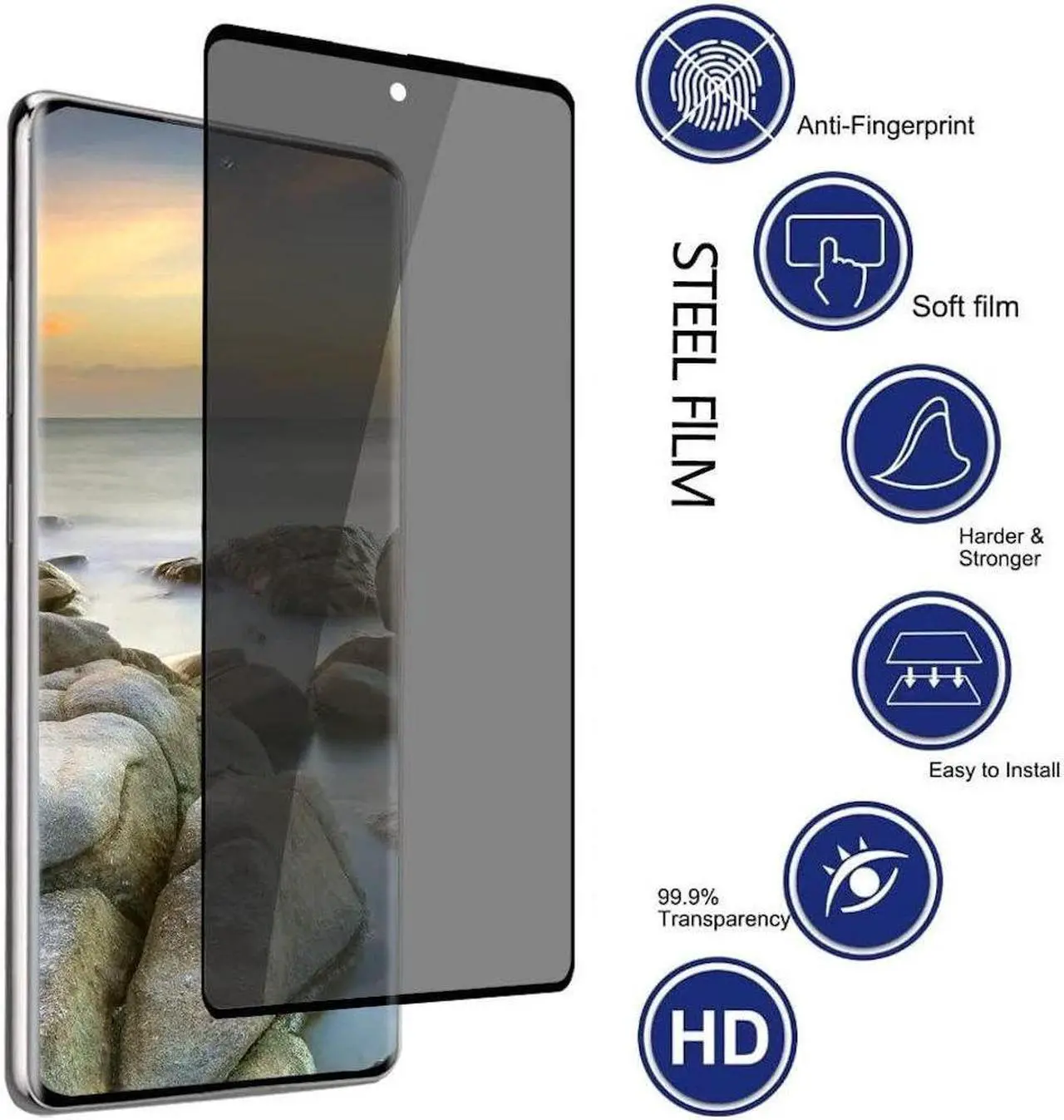 Alt view image 4 of 7 - 2-Pack Privacy Tempered Glass Screen Protector for Samsung Galaxy S23