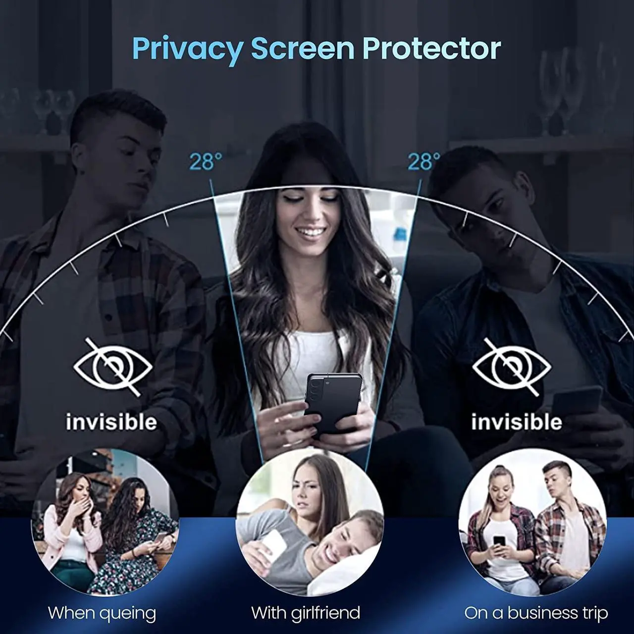 Alt view image 2 of 7 - 2-Pack Privacy Tempered Glass Screen Protector for Samsung Galaxy S23