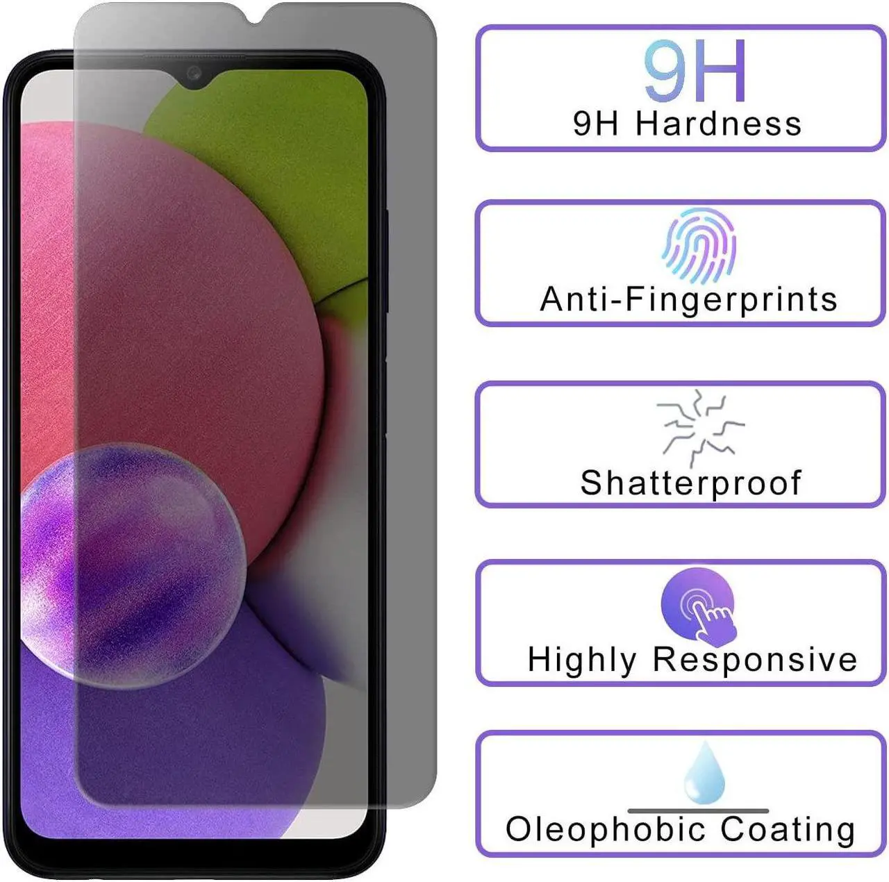 Alt view image 4 of 7 - Privacy Tempered Glass Screen Protector for Samsung Galaxy A14 5G