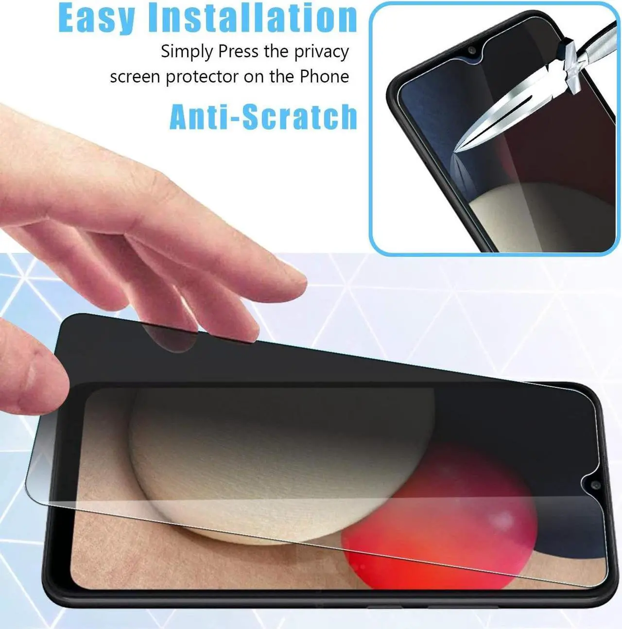 Alt view image 6 of 7 - Privacy Tempered Glass Screen Protector for Samsung Galaxy A14 5G