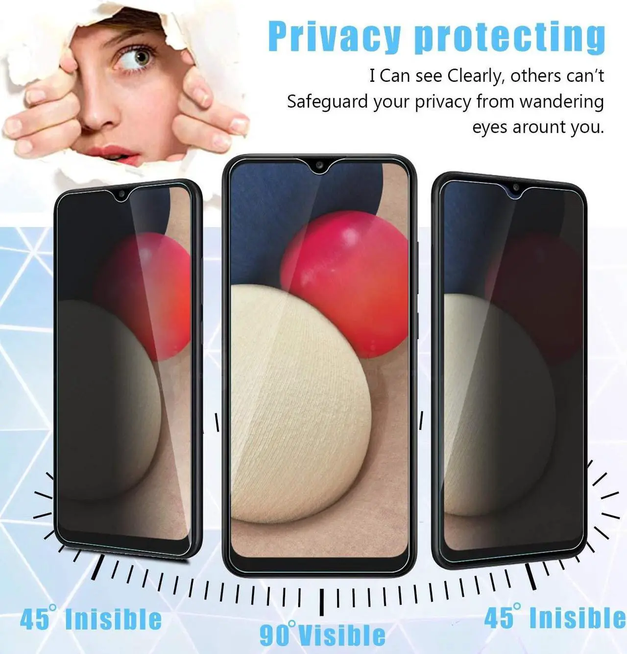Alt view image 2 of 7 - Privacy Tempered Glass Screen Protector for Samsung Galaxy A14 5G